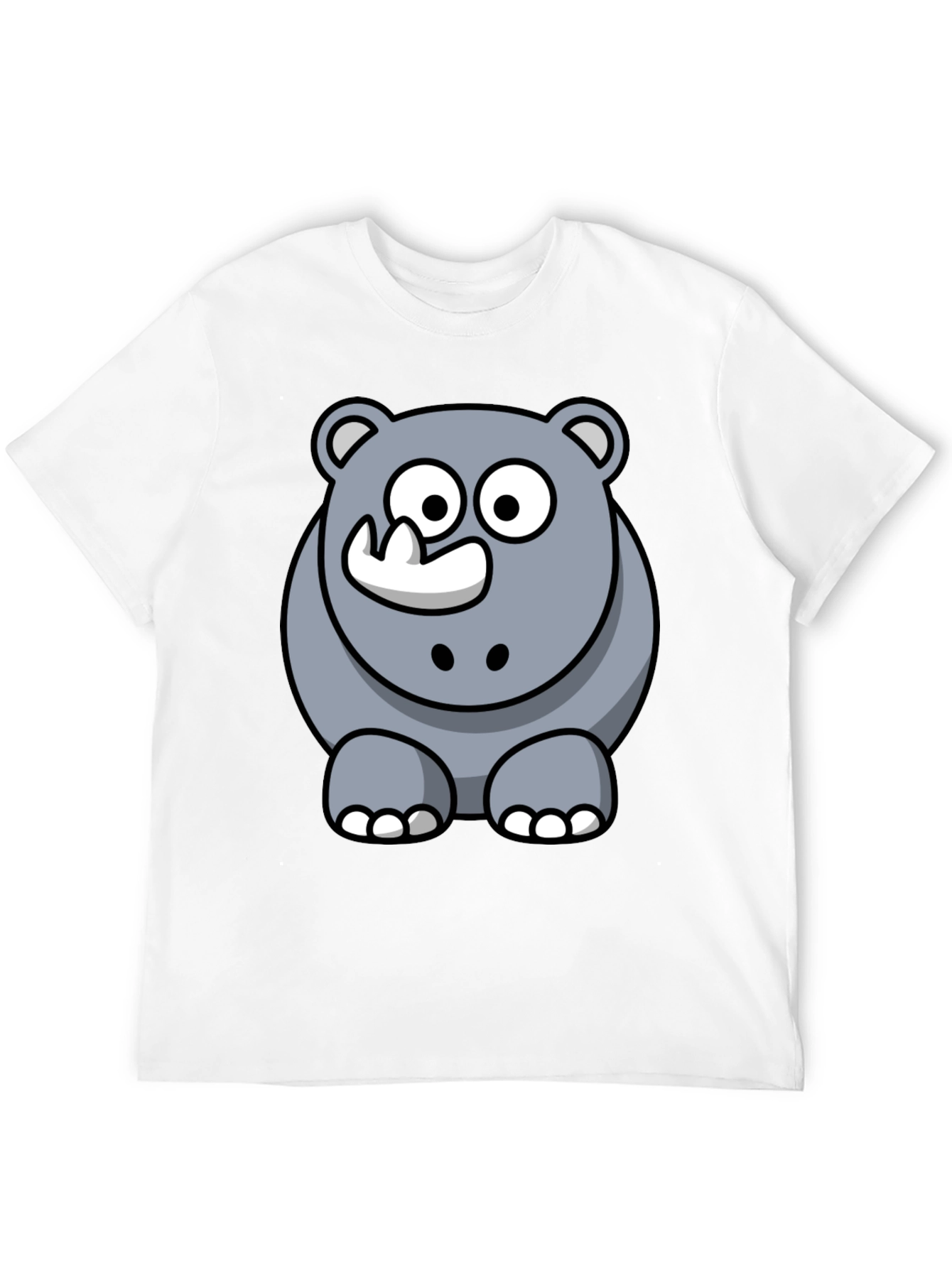 Cartoon Rhino Graphic T-Shirt - Black