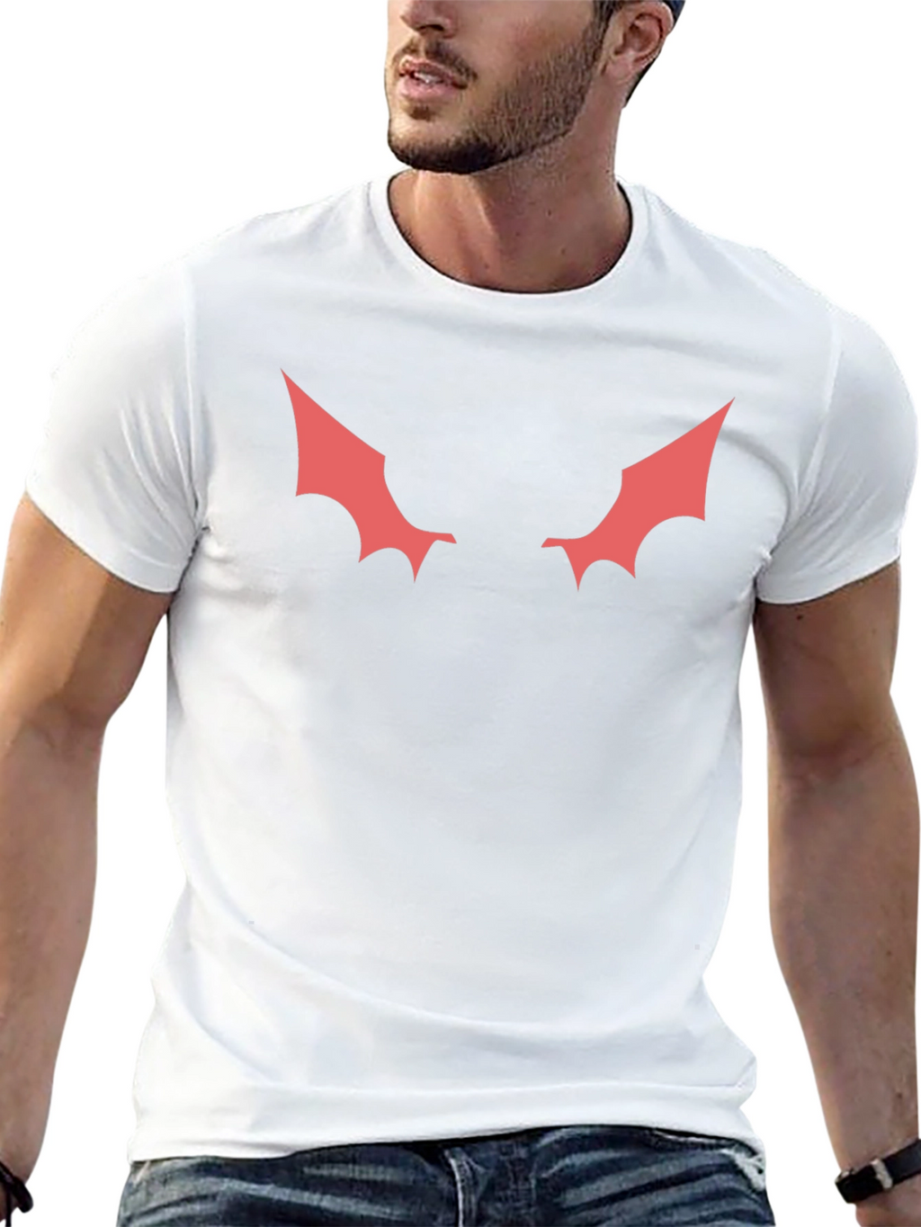 Mens Black T-Shirt with Red Winged Design