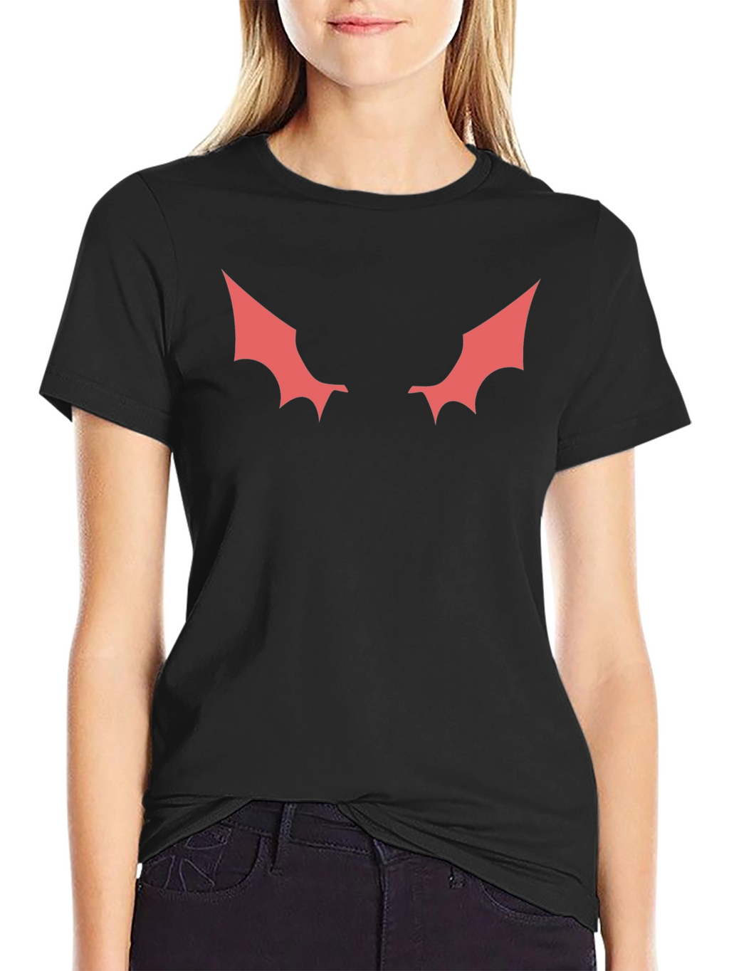 Mens Black T-Shirt with Red Winged Design