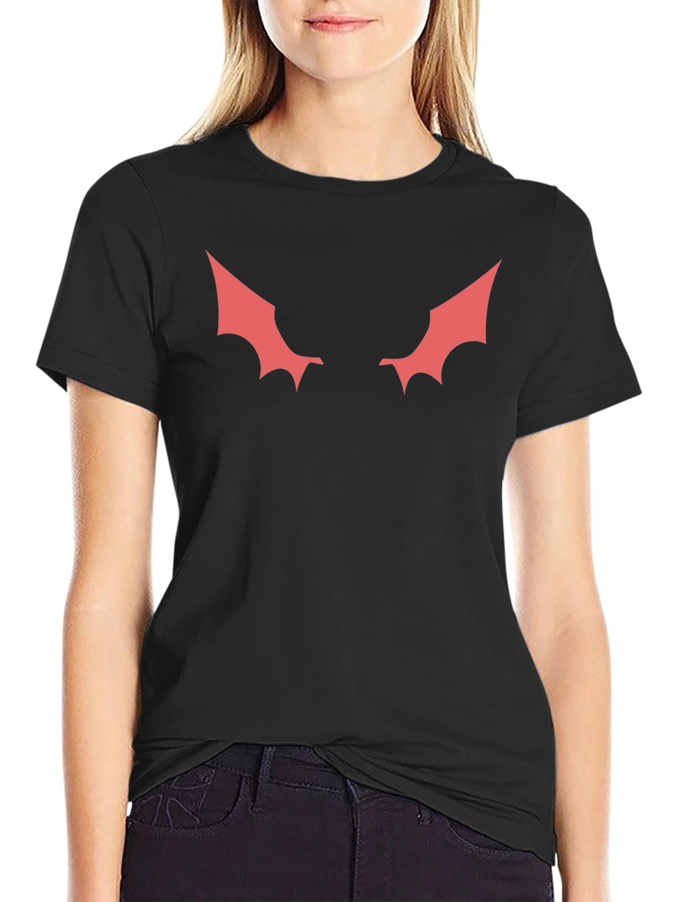 Mens Black T-Shirt with Red Winged Design