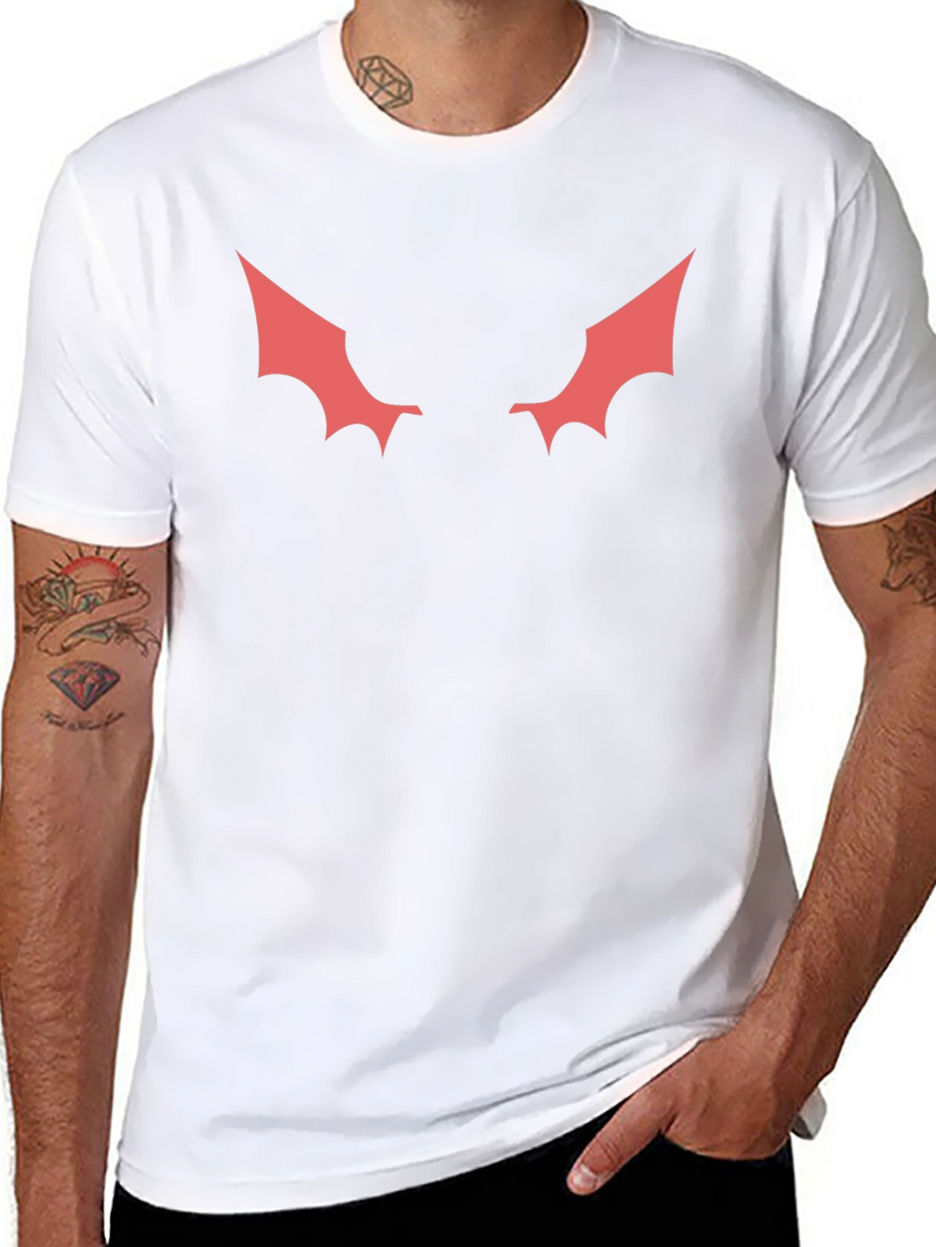 Mens Black T-Shirt with Red Winged Design