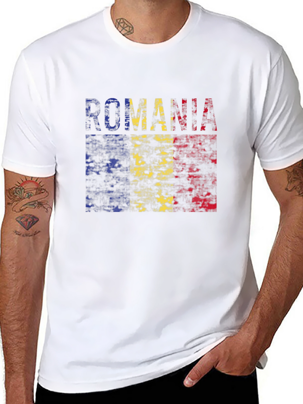 Romania Flag T-Shirt - Distressed Look