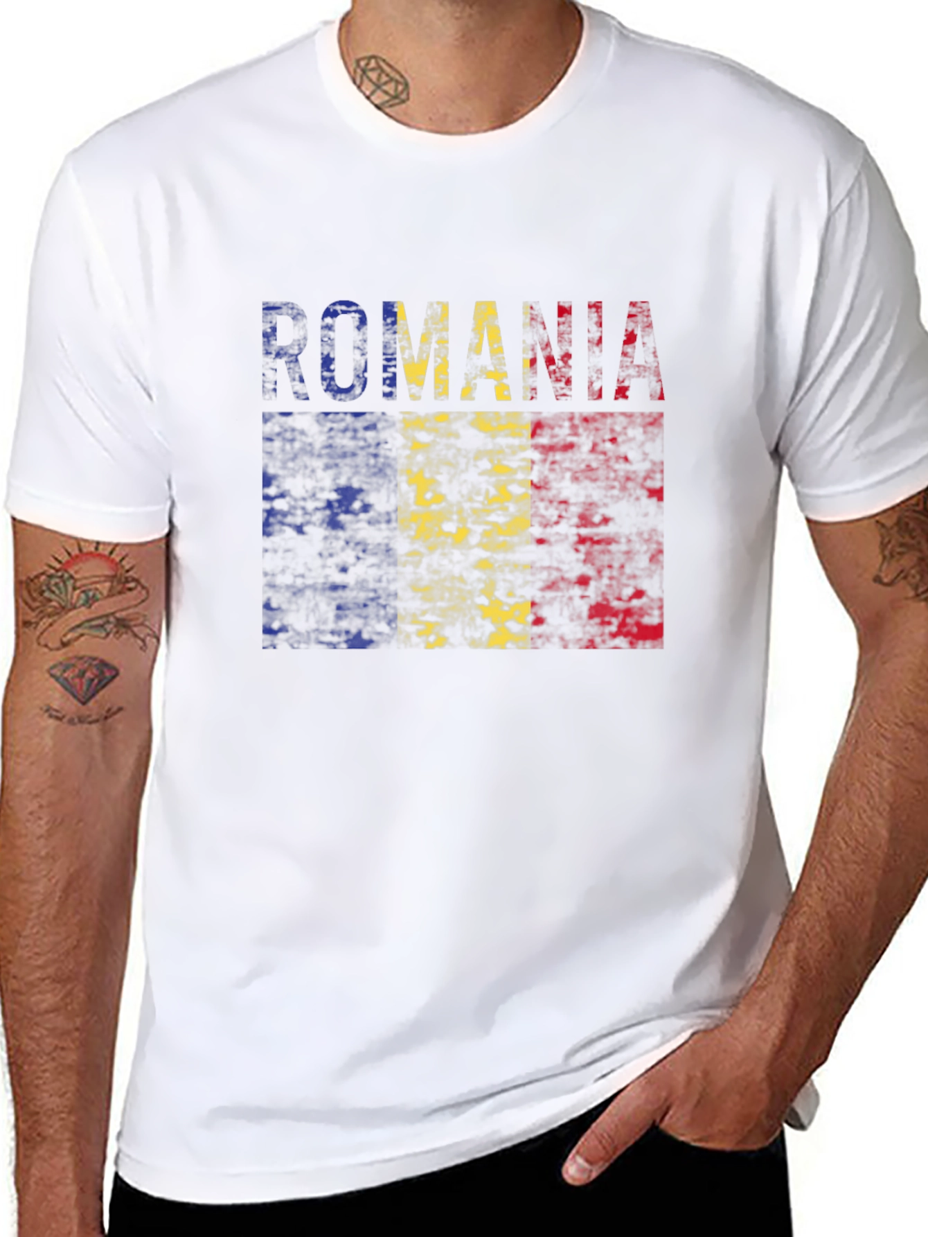 Romania Flag T-Shirt - Distressed Look