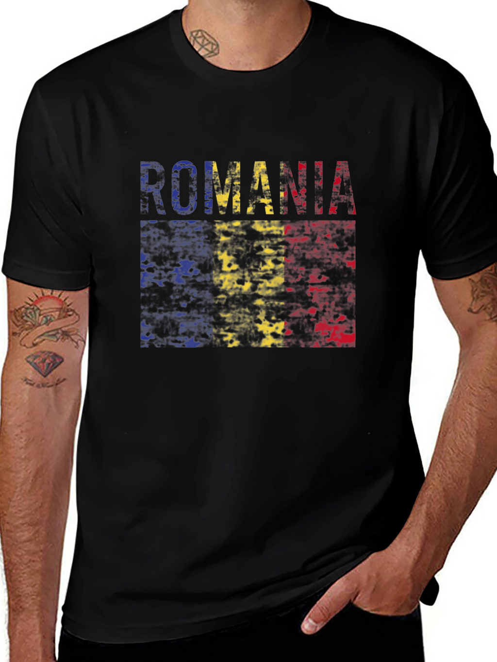Romania Flag T-Shirt - Distressed Look