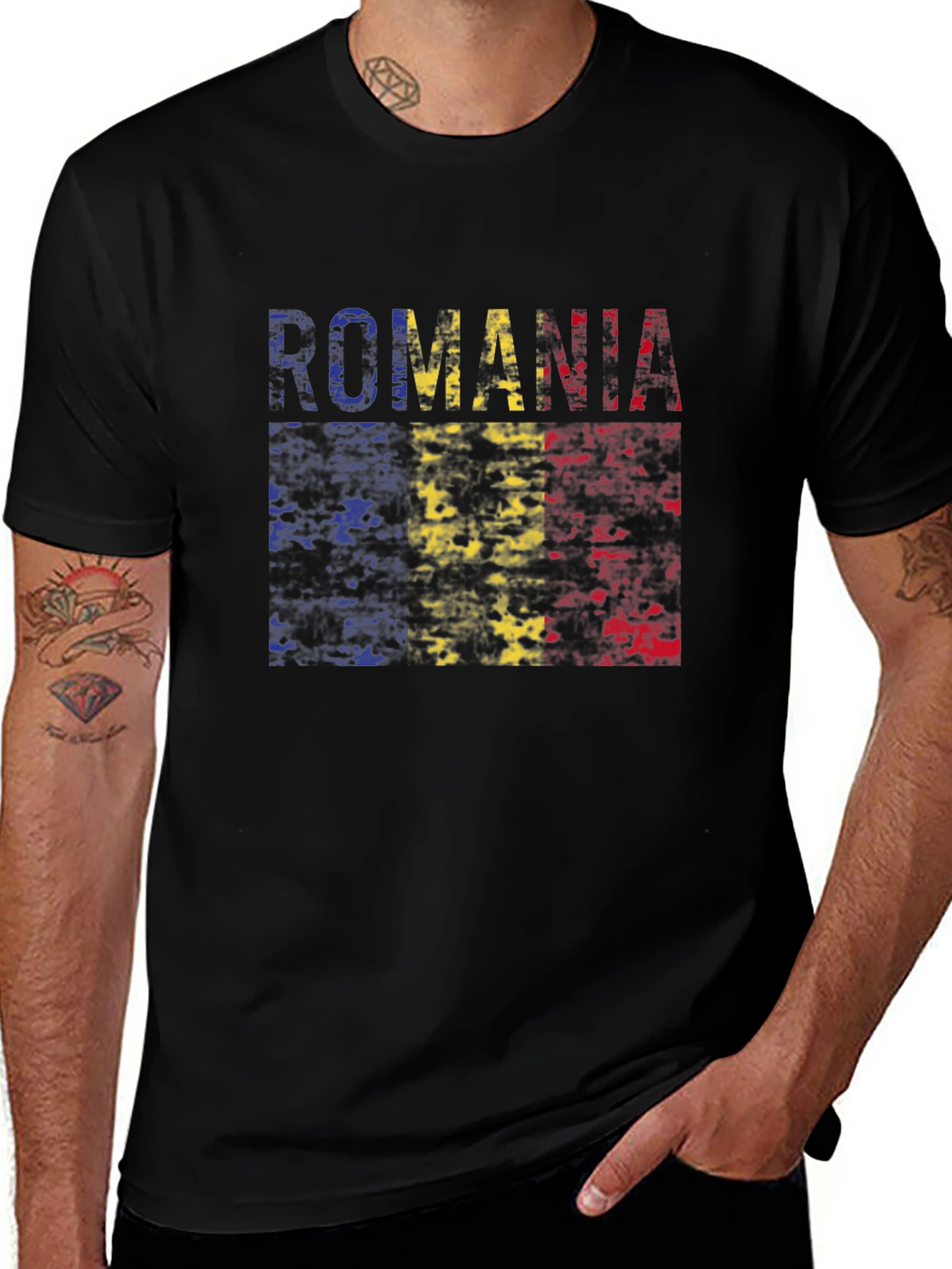 Romania Flag T-Shirt - Distressed Look