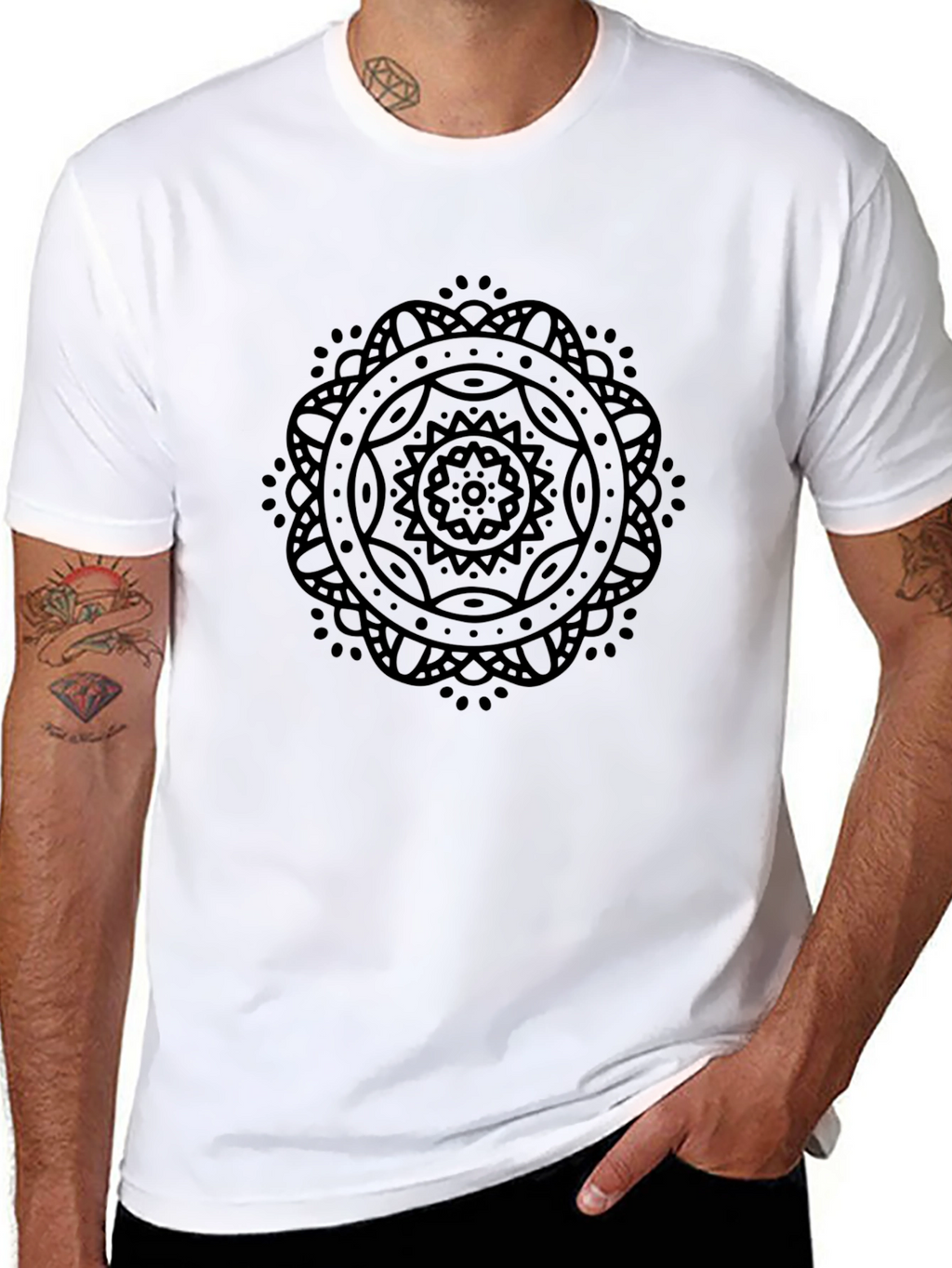 Black Mandala Graphic Tee - Stylish & Comfortable