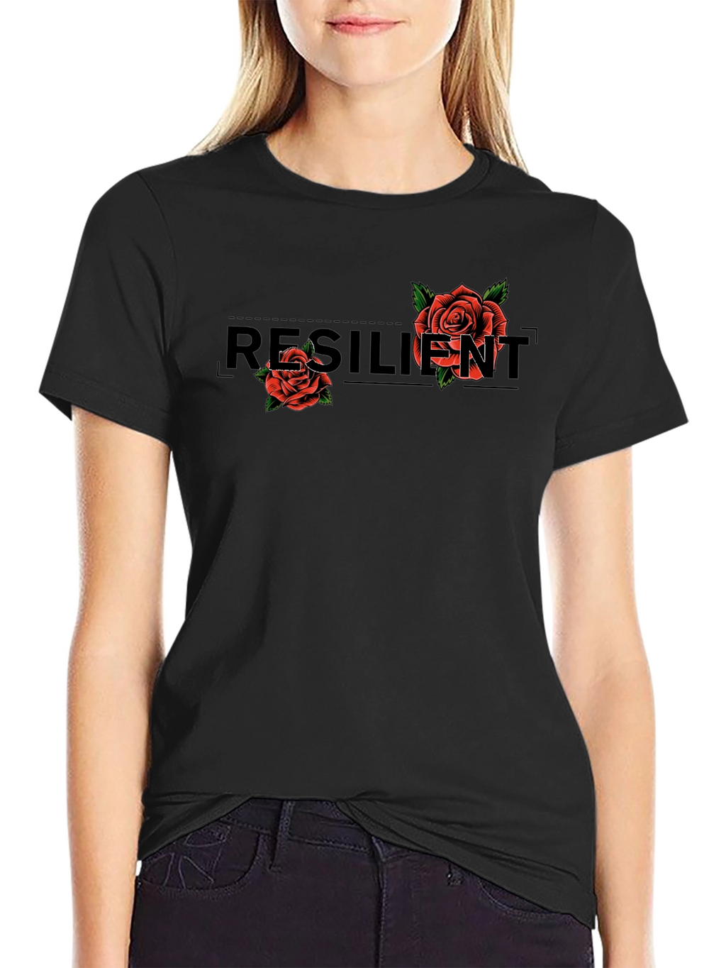Resilient Rose Graphic Black T-Shirt