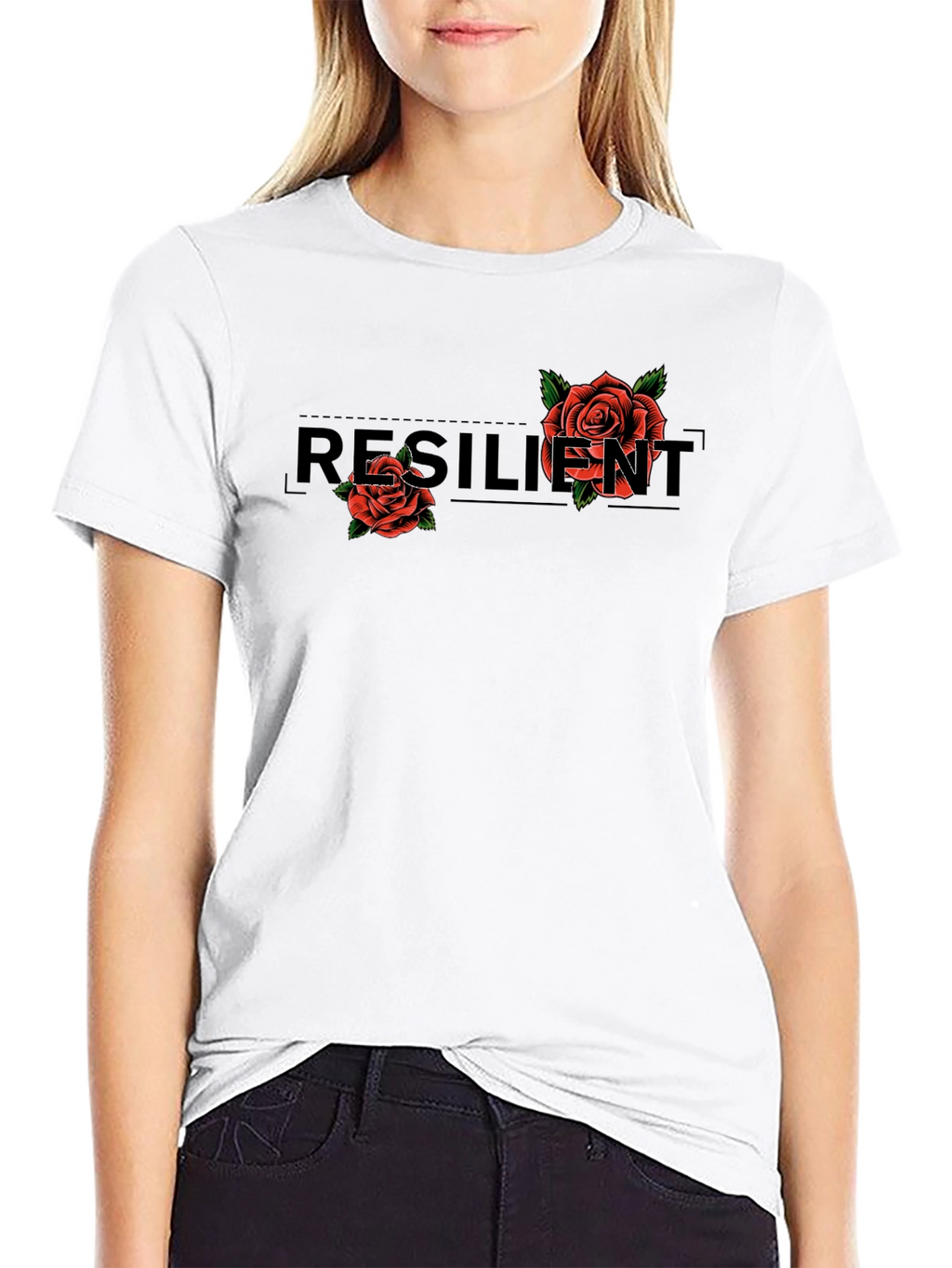 Resilient Rose Graphic Black T-Shirt