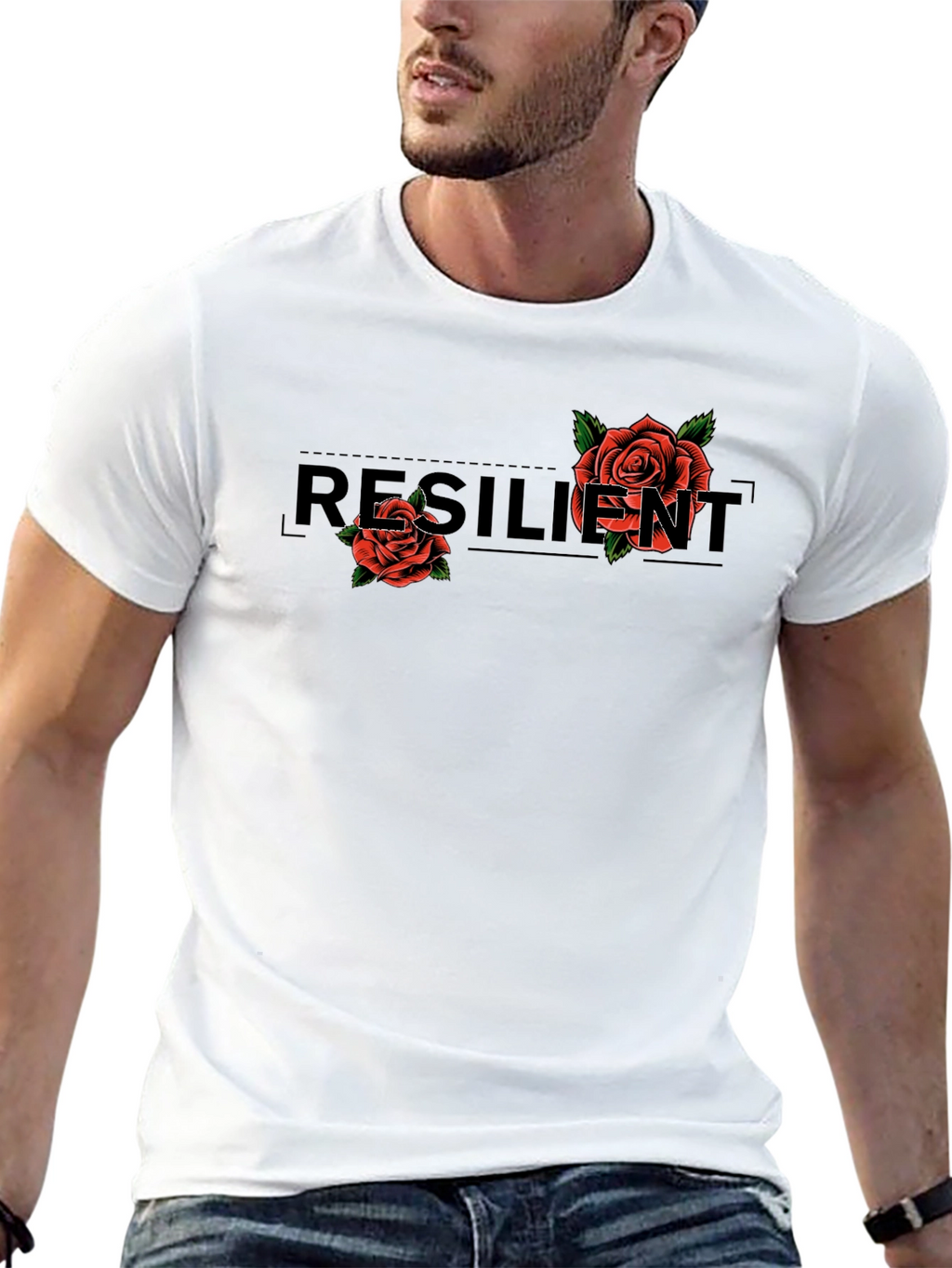 Resilient Rose Graphic Black T-Shirt
