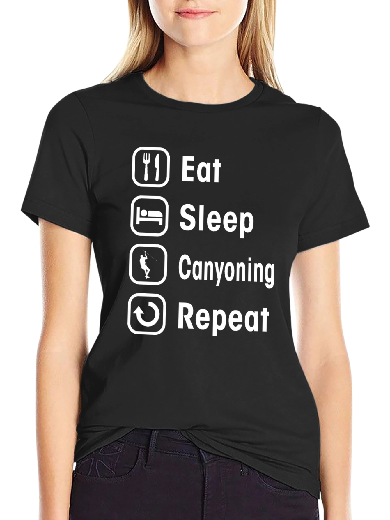 Eat Sleep Canyoning Repeat Black T-Shirt