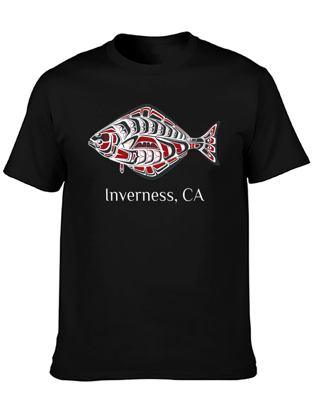 Inverness CA Fish Graphic Black T-Shirt