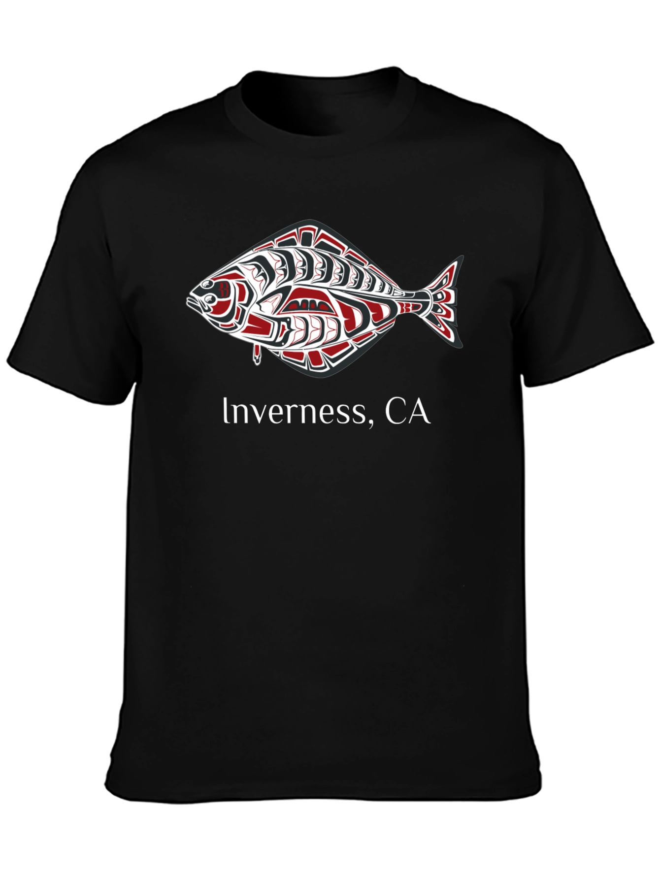 Inverness CA Fish Graphic Black T-Shirt