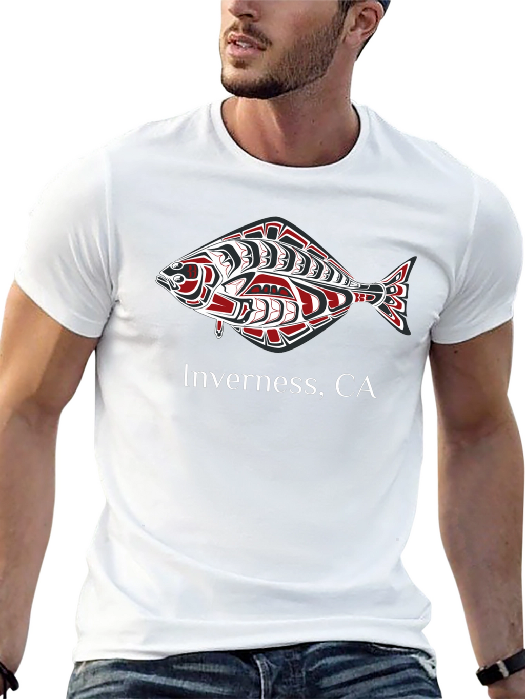 Inverness CA Fish Graphic Black T-Shirt