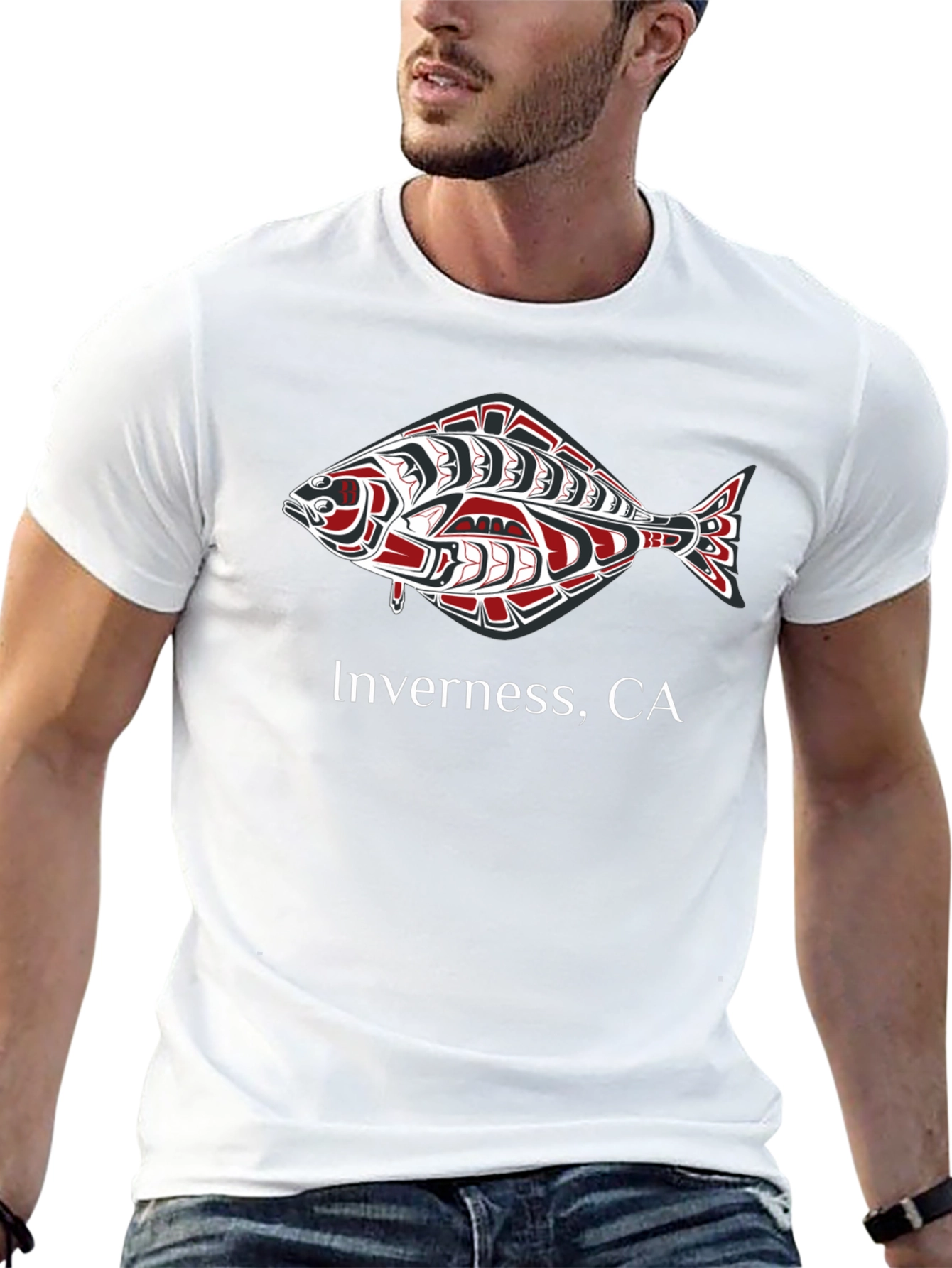 Inverness CA Fish Graphic Black T-Shirt