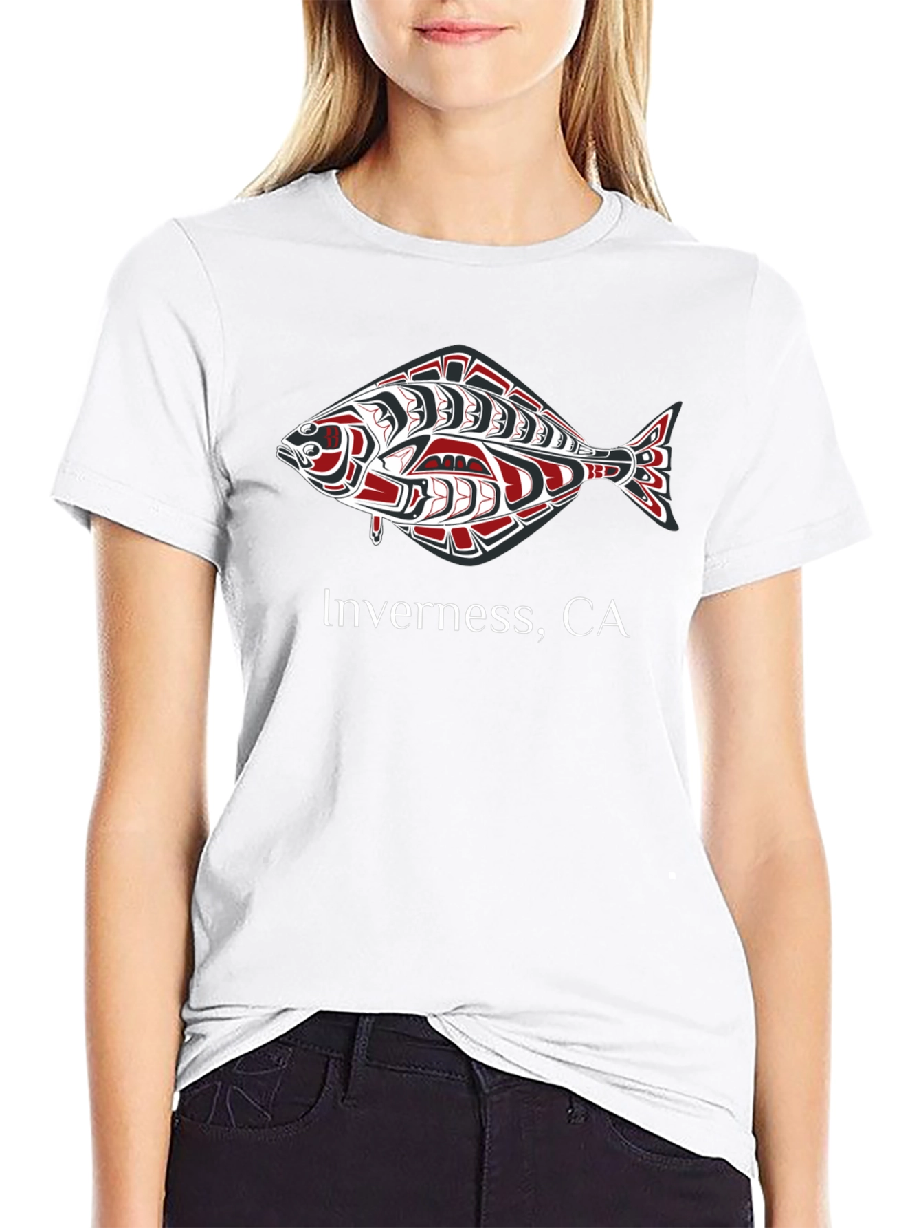 Inverness CA Fish Graphic Black T-Shirt