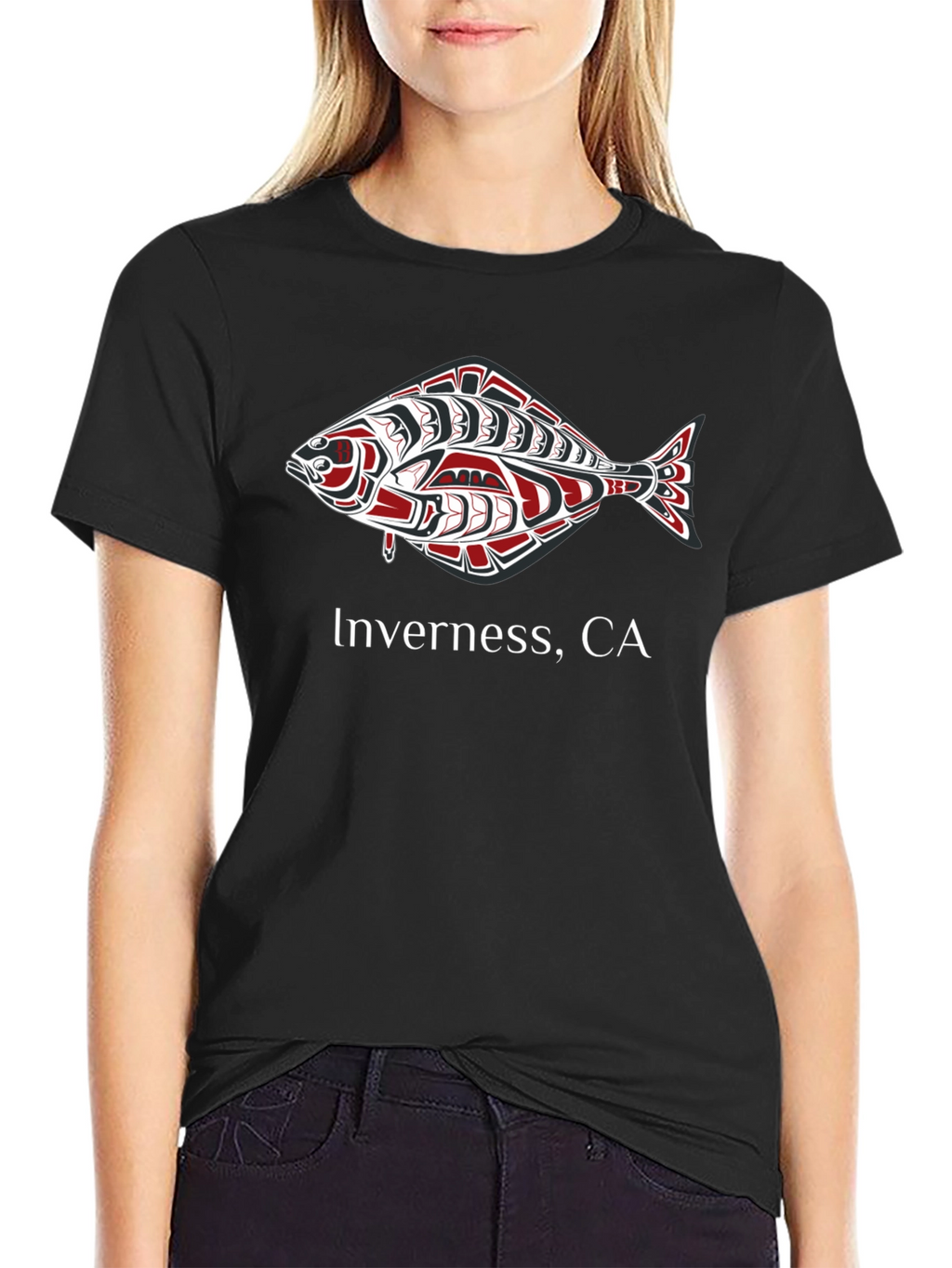 Inverness CA Fish Graphic Black T-Shirt