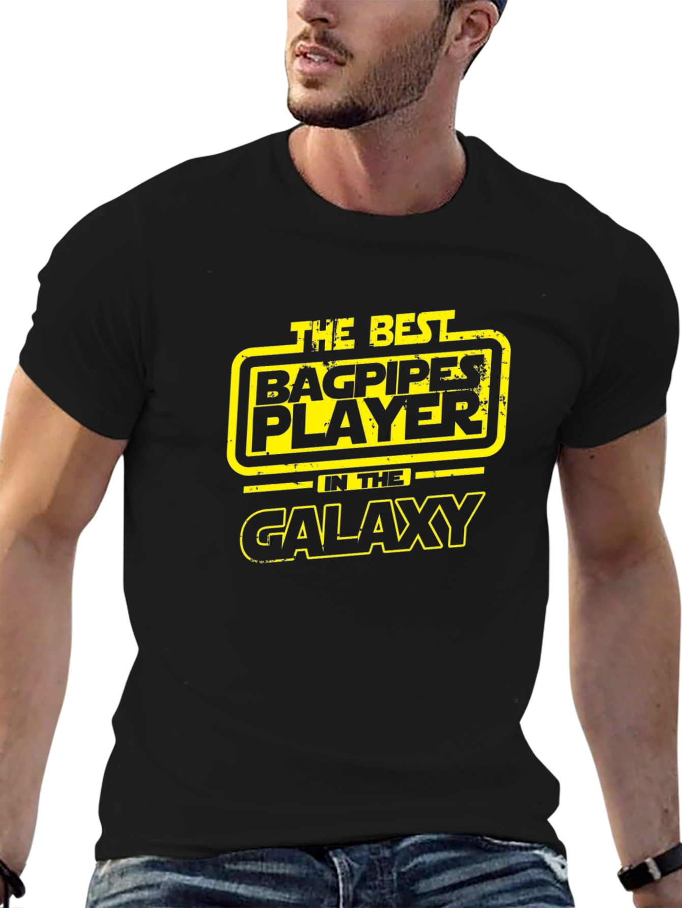Best Bagpipes Player Galaxy Black T-Shirt