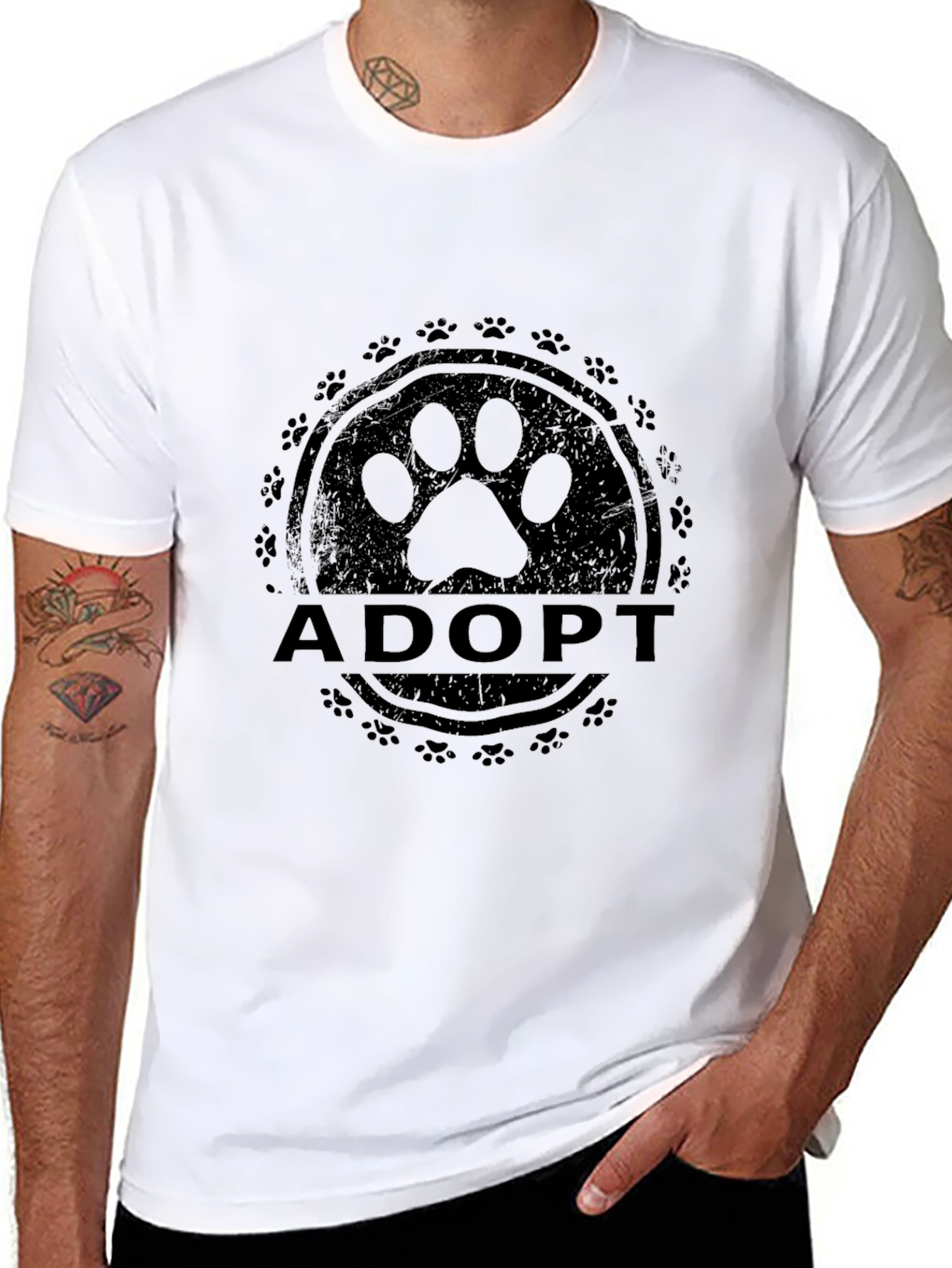 Adopt Paw Print T-Shirt - Black