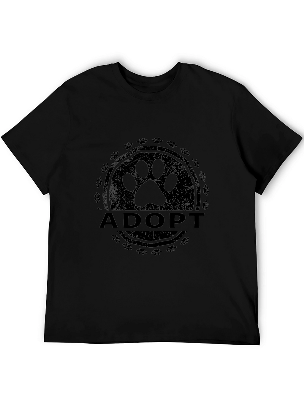 Adopt Paw Print T-Shirt - Black