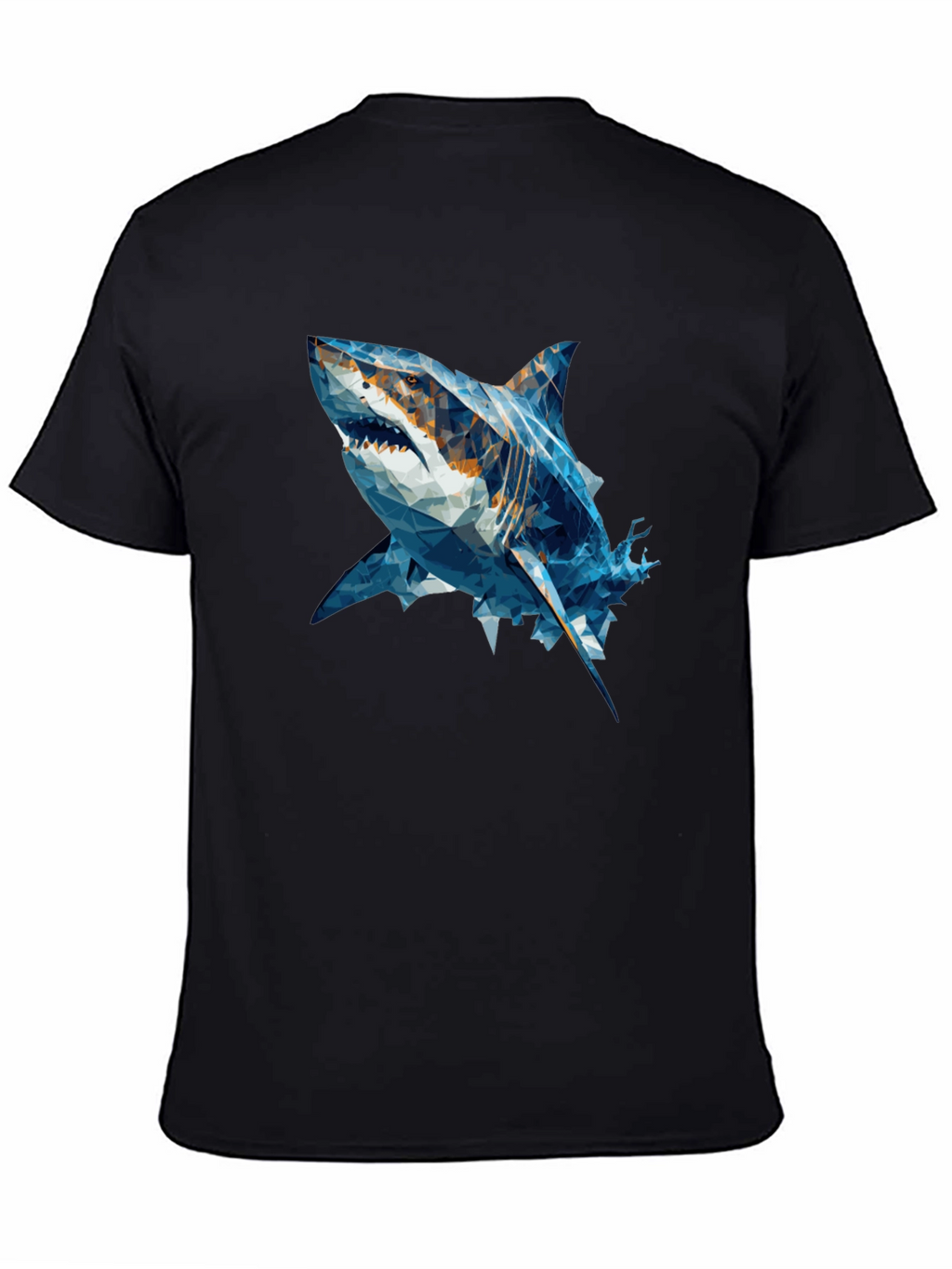 Geometric Shark Graphic Tee - Black