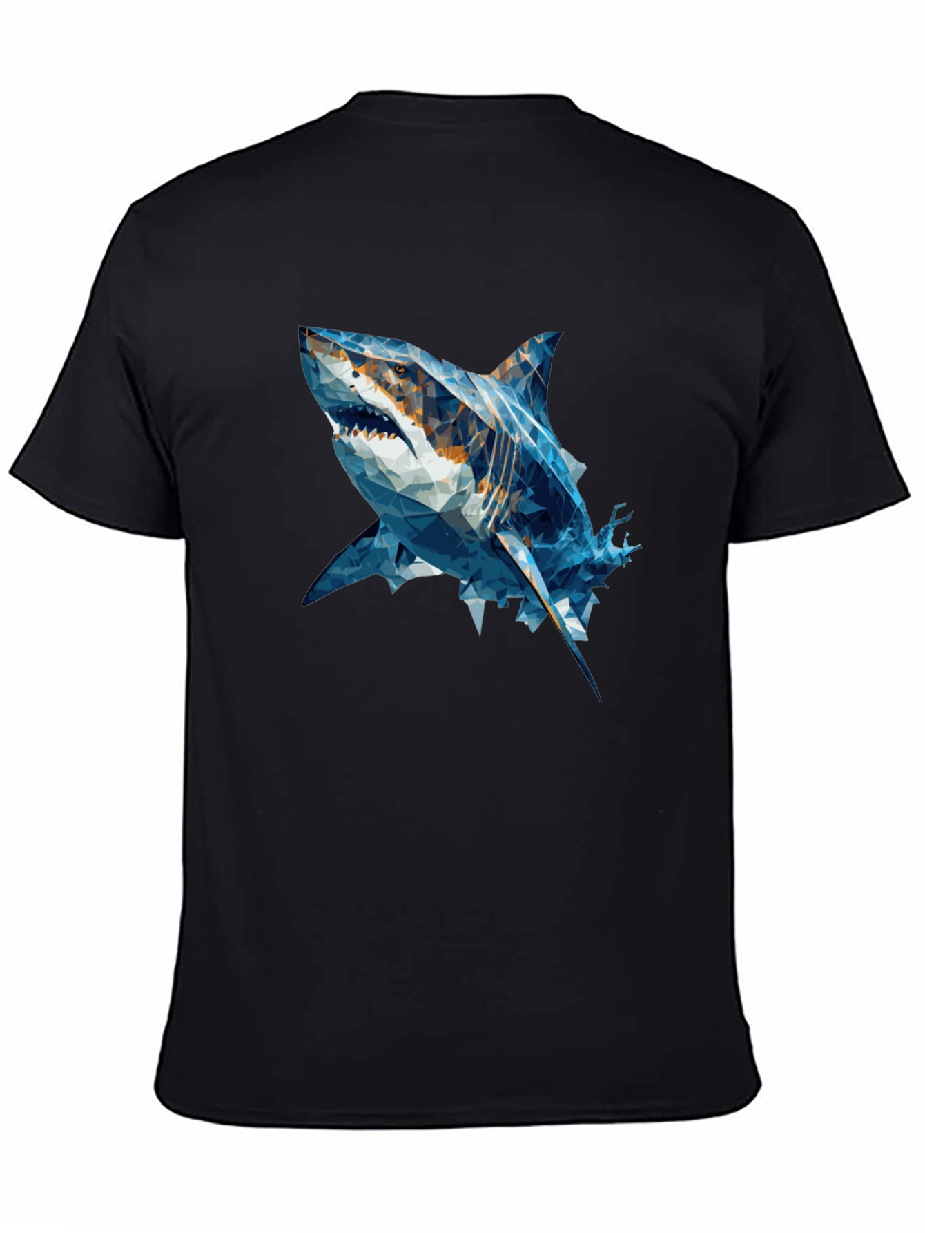 Geometric Shark Graphic Tee - Black