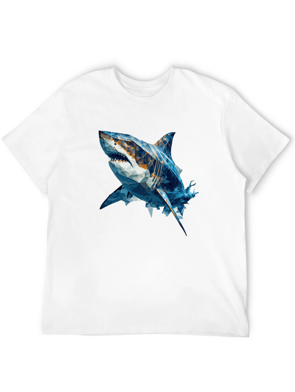 Geometric Shark Graphic Tee - Black