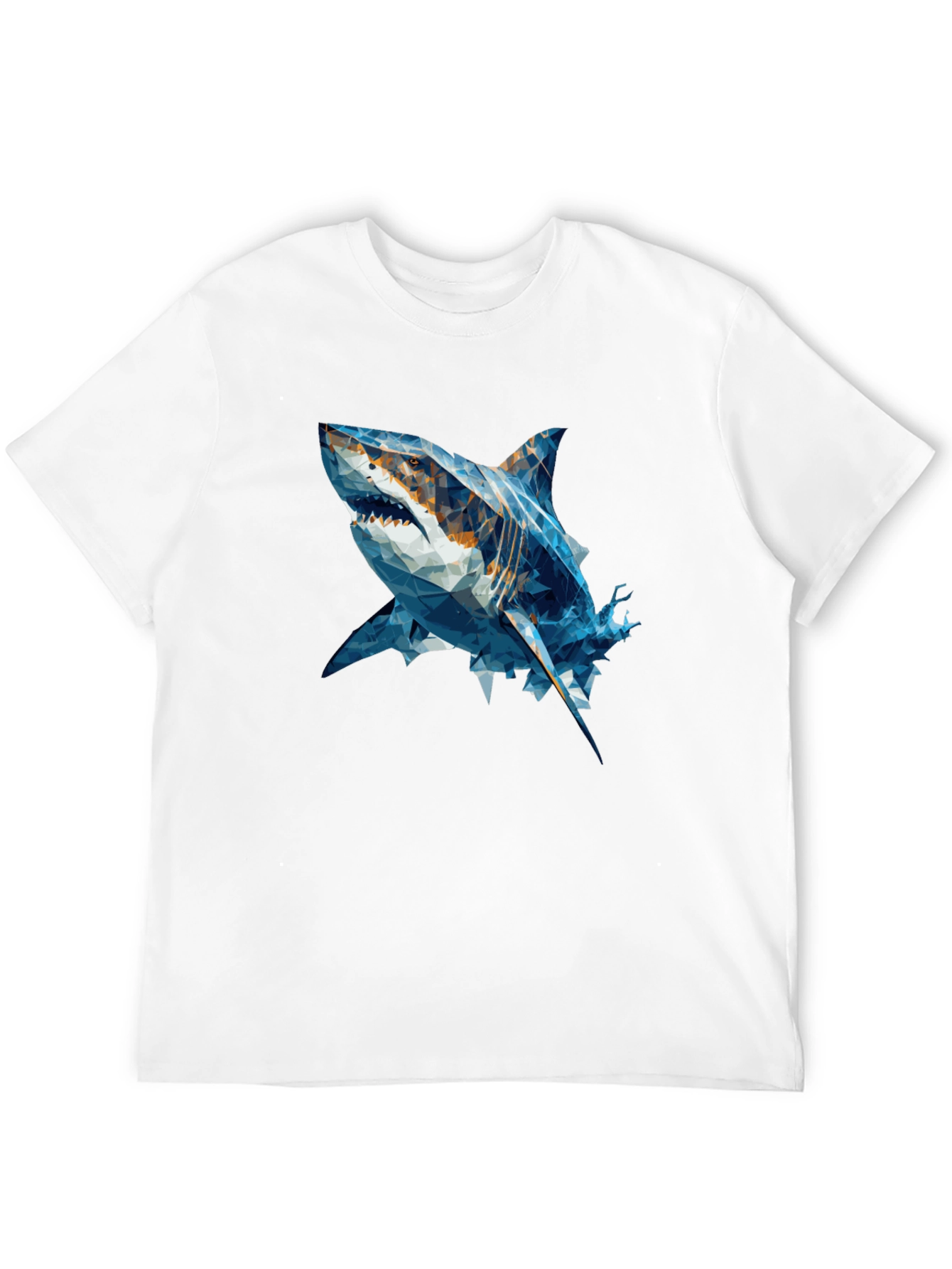Geometric Shark Graphic Tee - Black