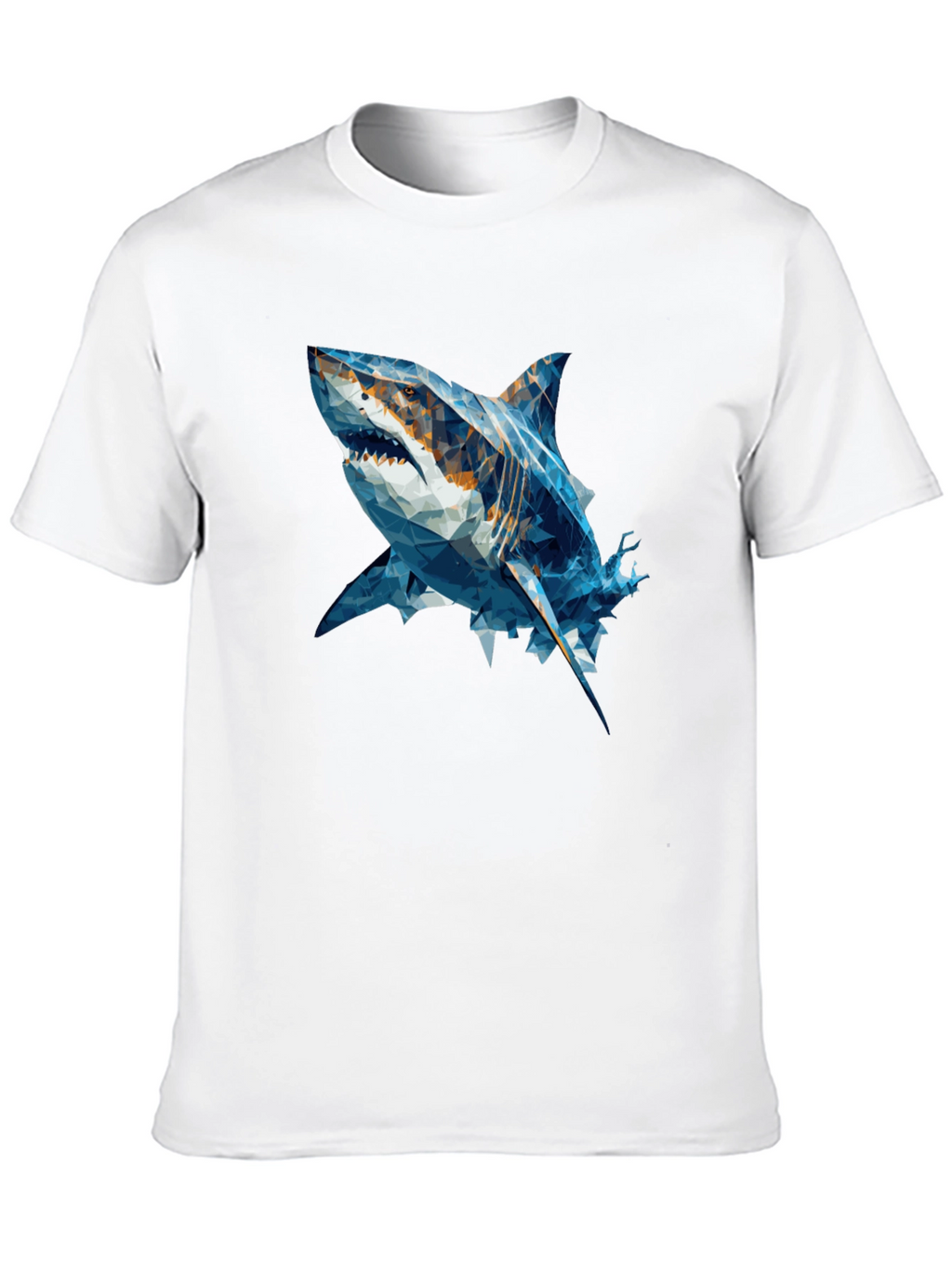 Geometric Shark Graphic Tee - Black