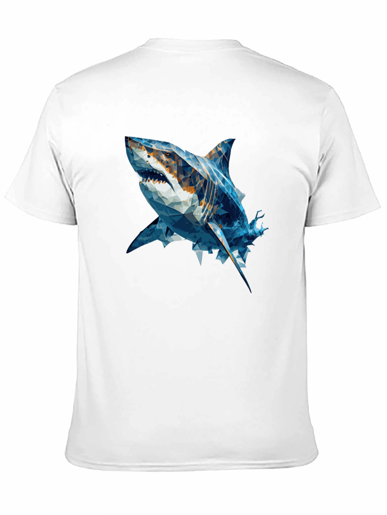 Geometric Shark Graphic Tee - Black