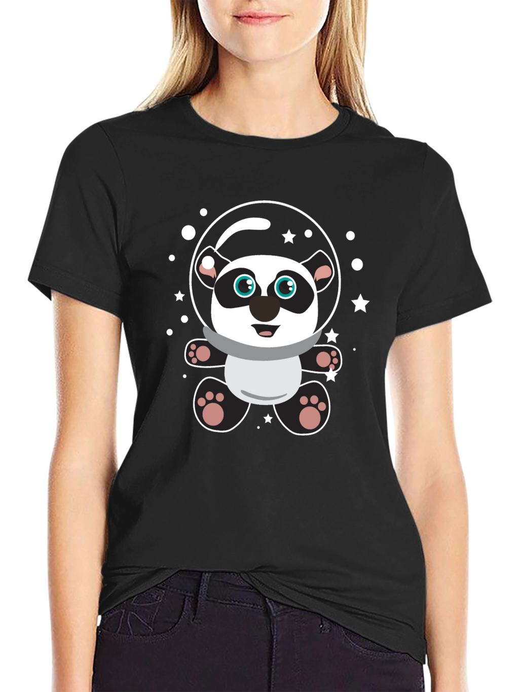 Cute Panda Astronaut Graphic T-Shirt