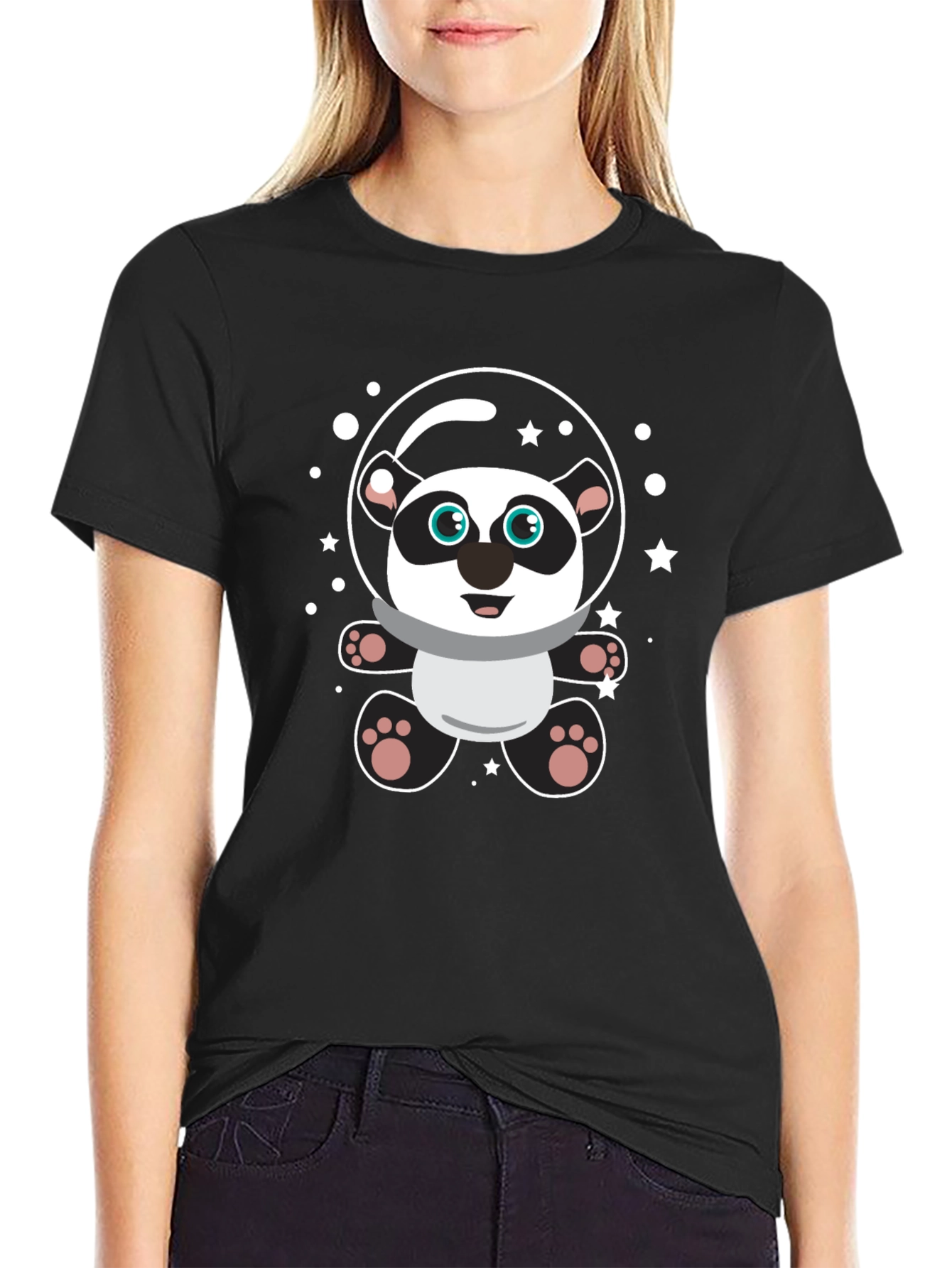 Cute Panda Astronaut Graphic T-Shirt