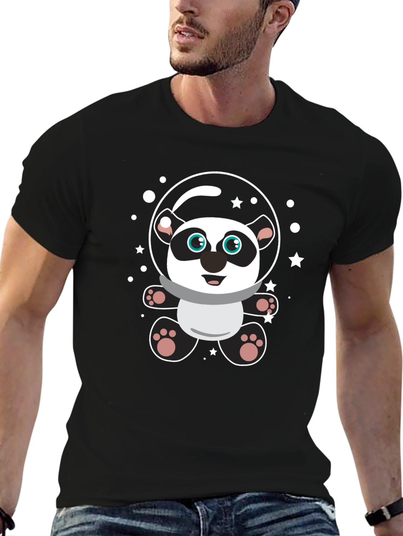 Cute Panda Astronaut Graphic T-Shirt