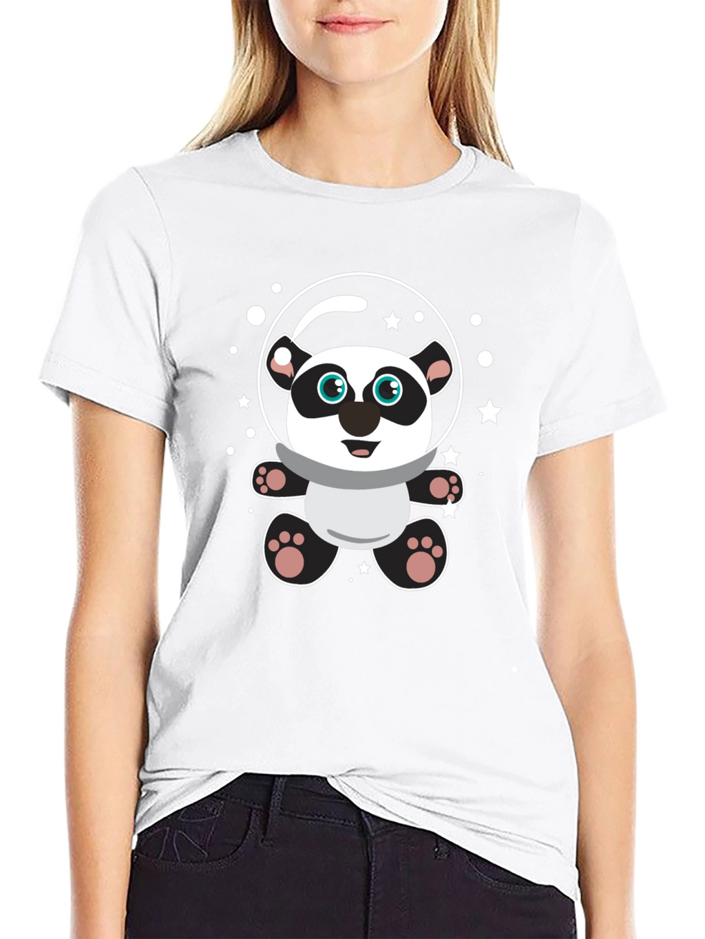 Cute Panda Astronaut Graphic T-Shirt