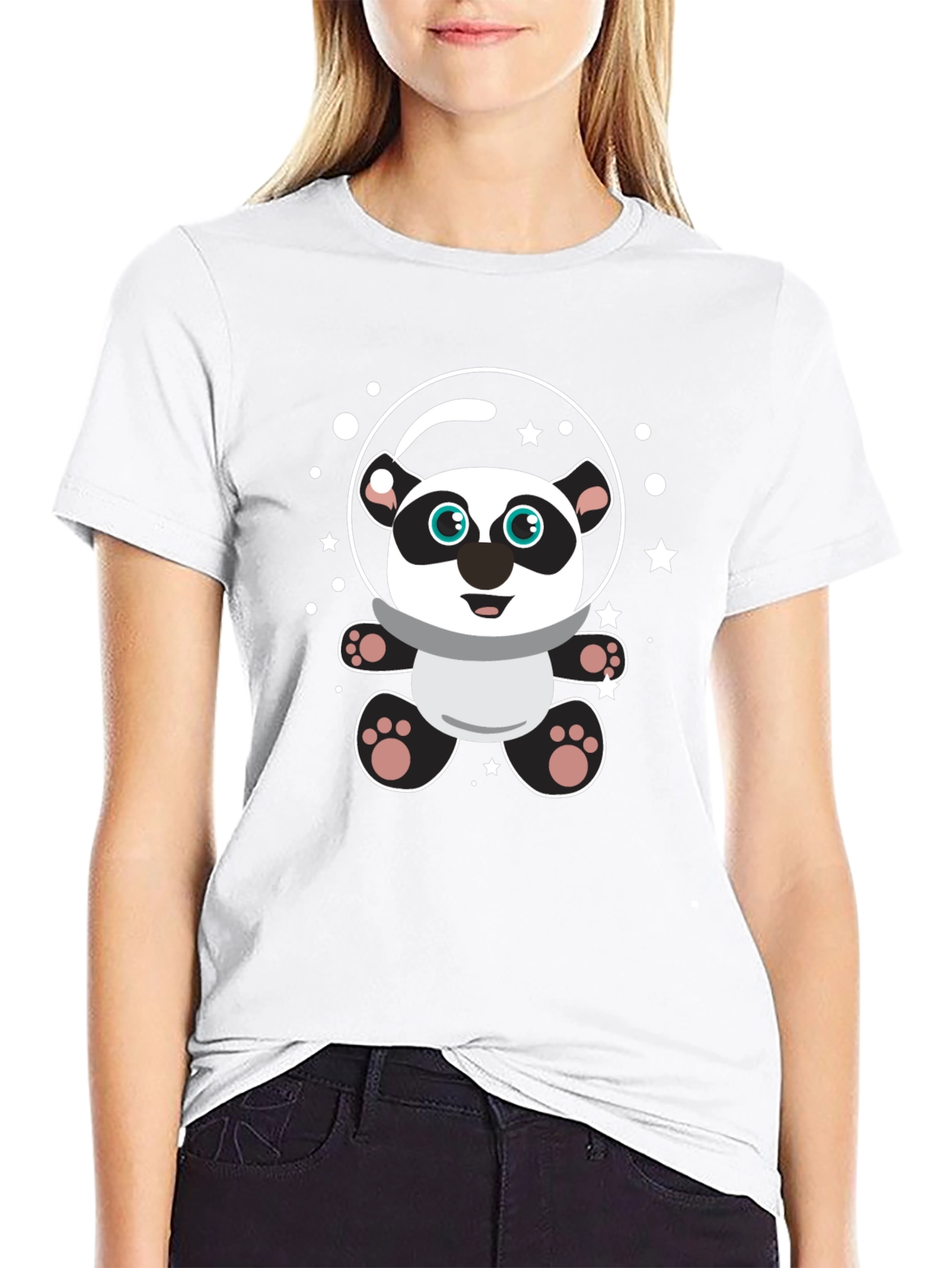 Cute Panda Astronaut Graphic T-Shirt