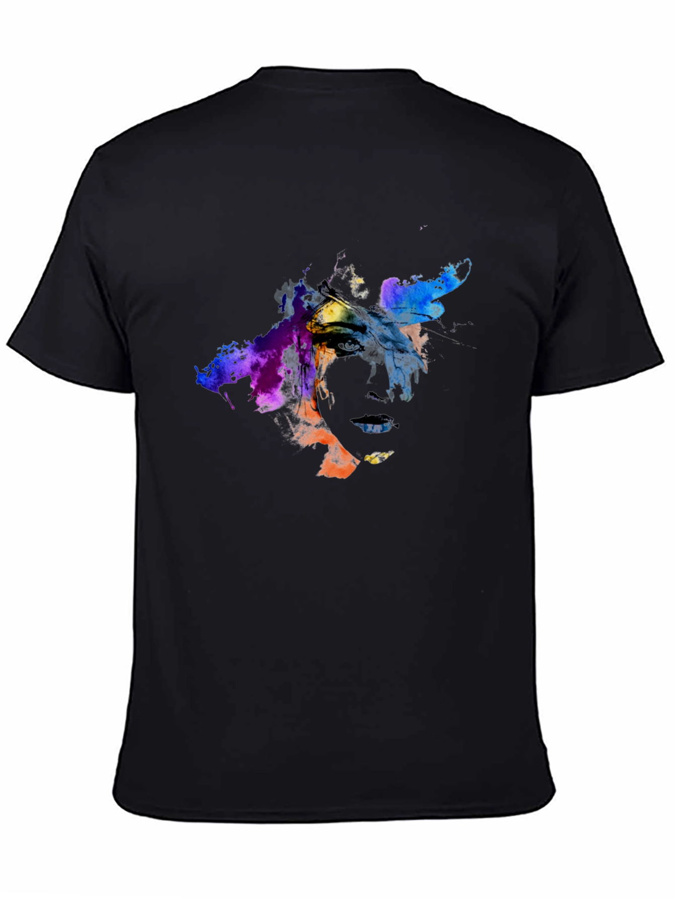 Abstract Art Face Graphic Tee - Black
