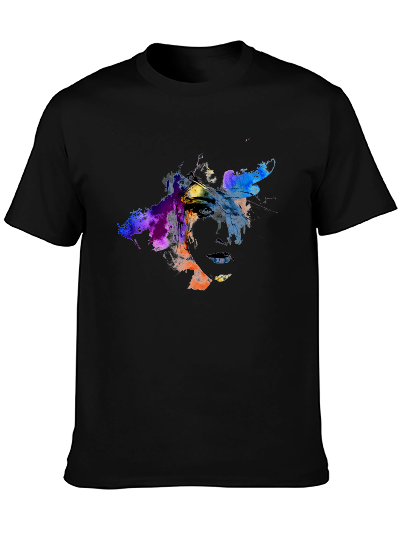 Abstract Art Face Graphic Tee - Black