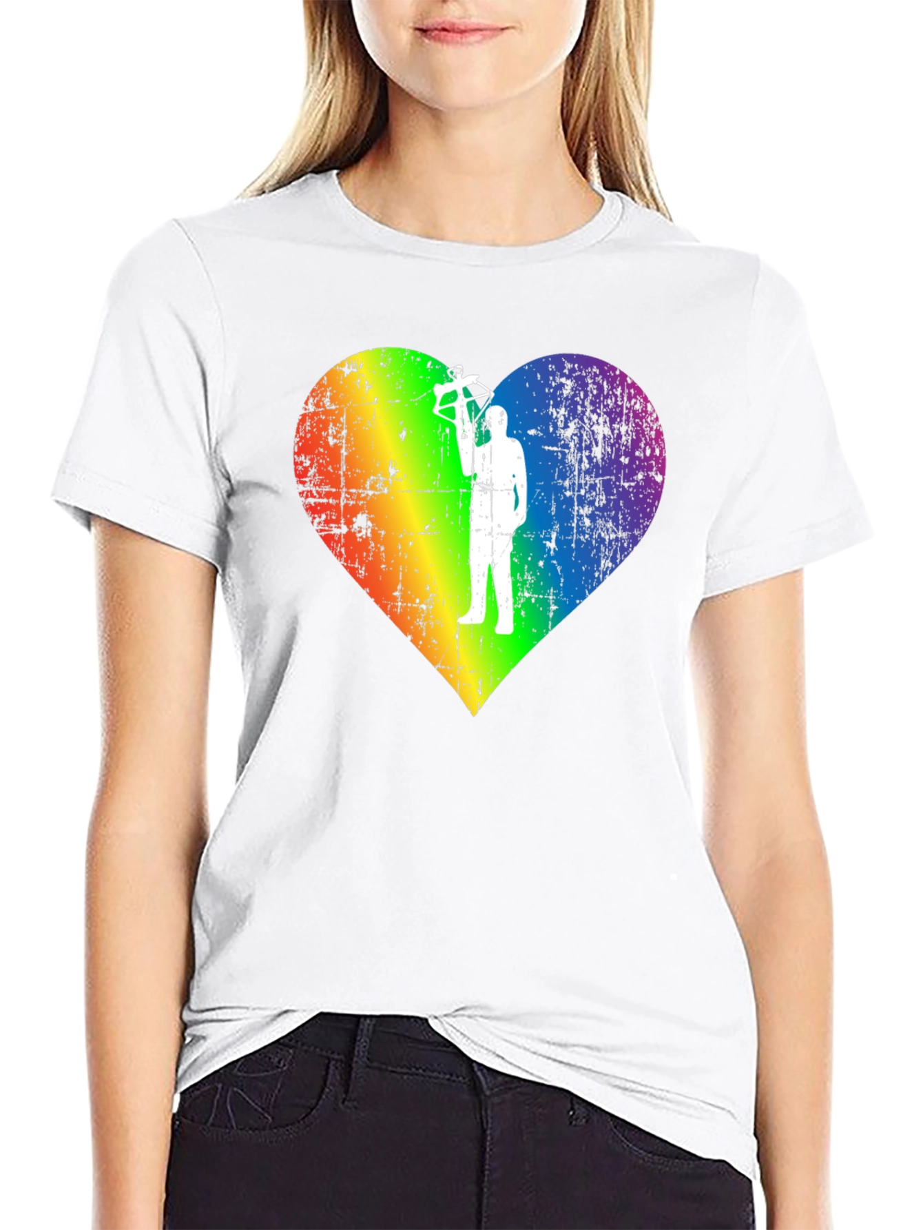 LGBTQ Rainbow Heart Crossbow T-Shirt