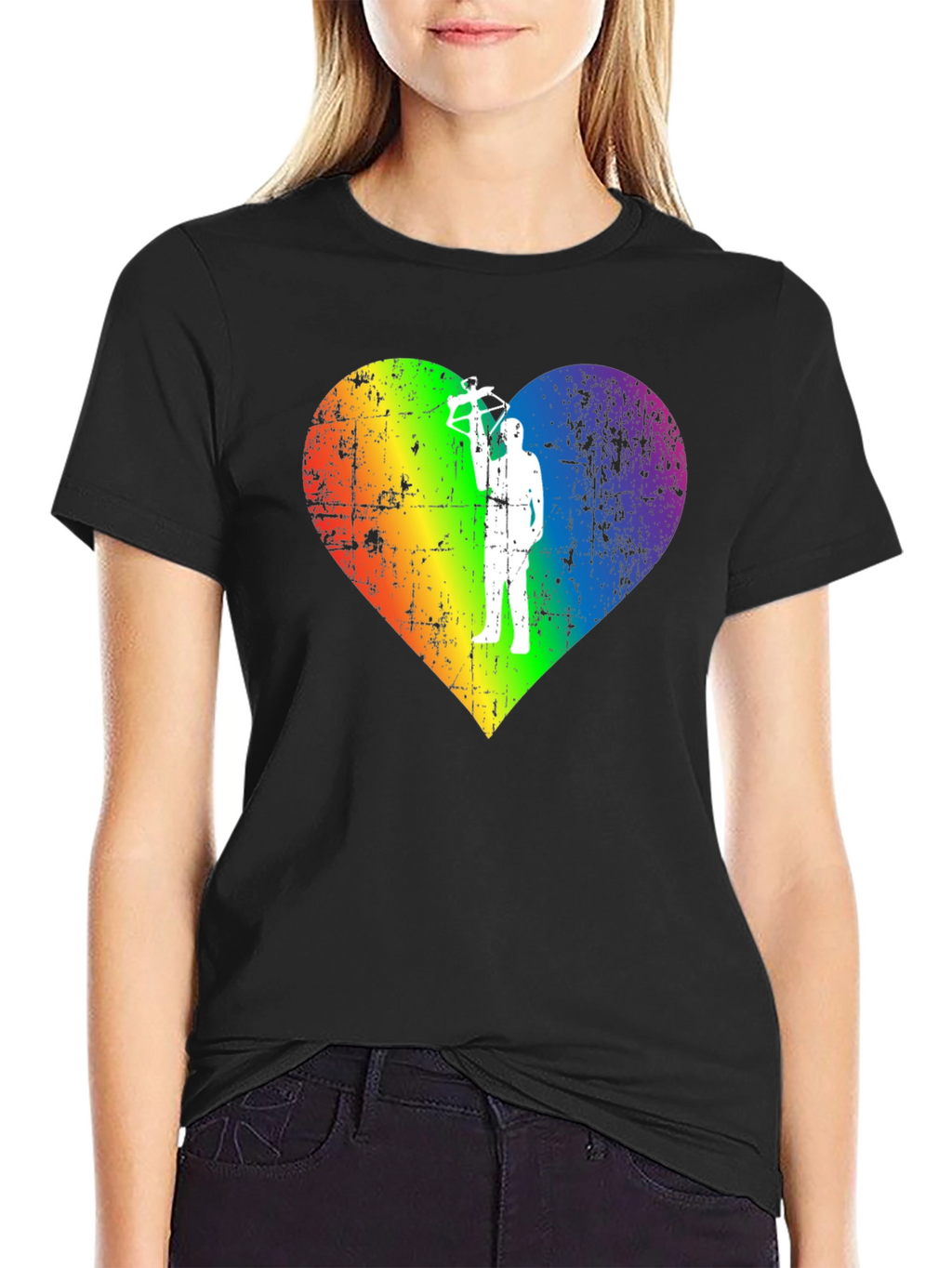 LGBTQ Rainbow Heart Crossbow T-Shirt