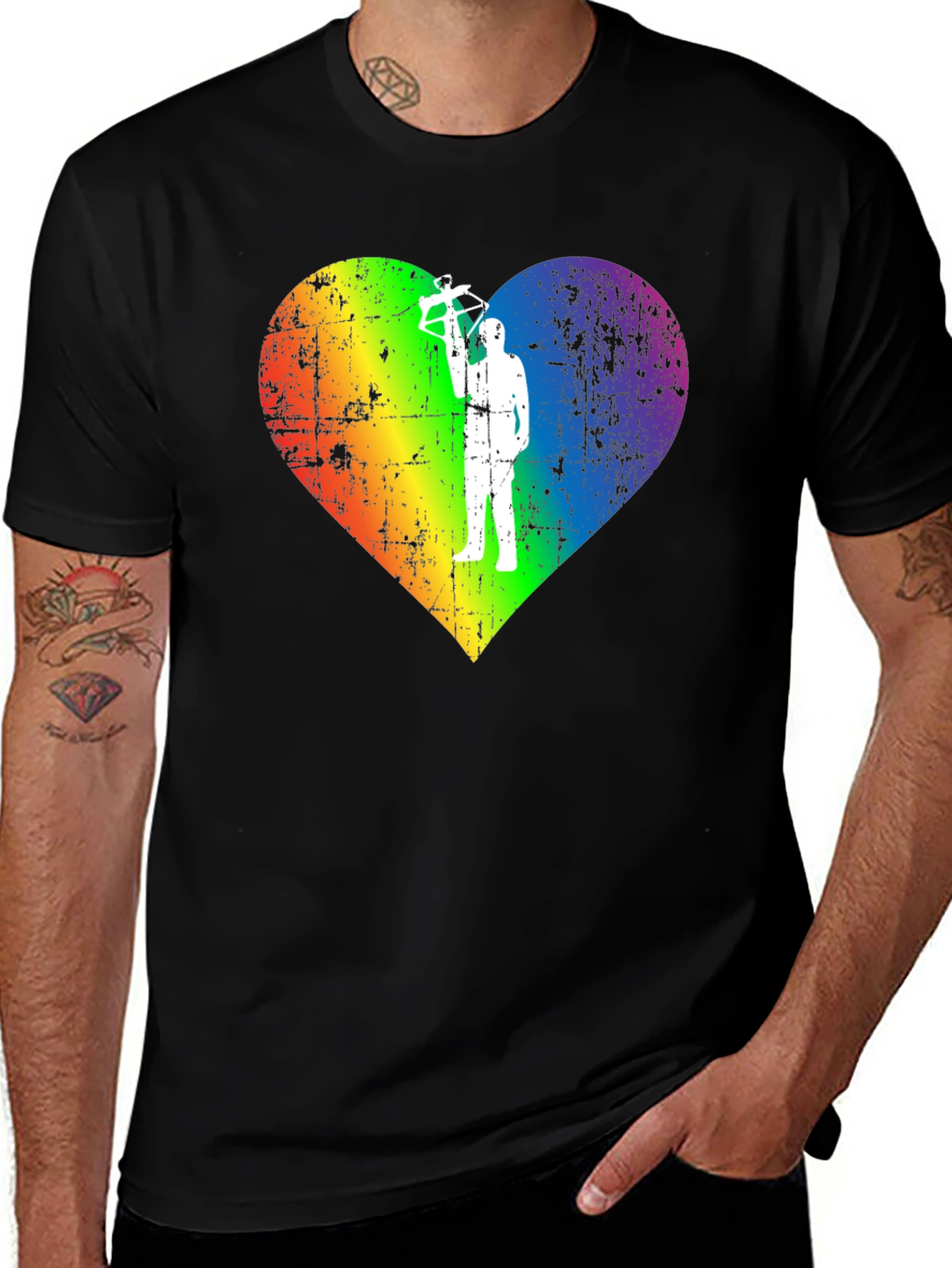 LGBTQ Rainbow Heart Crossbow T-Shirt