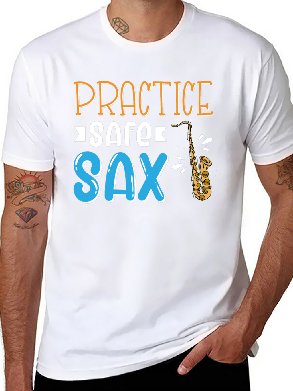 Practice Safe Sax T-Shirt - Black Cotton Tee