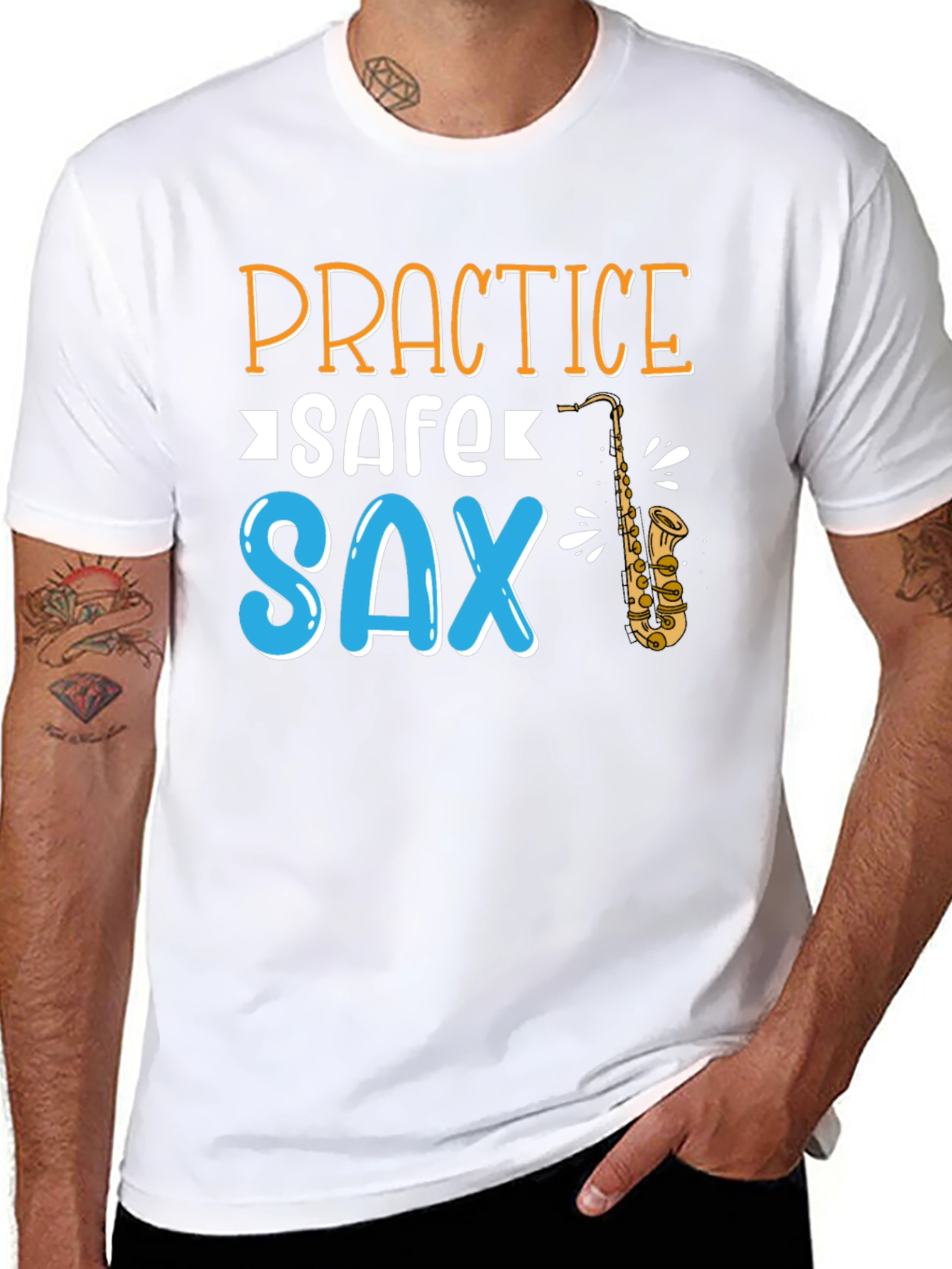 Practice Safe Sax T-Shirt - Black Cotton Tee