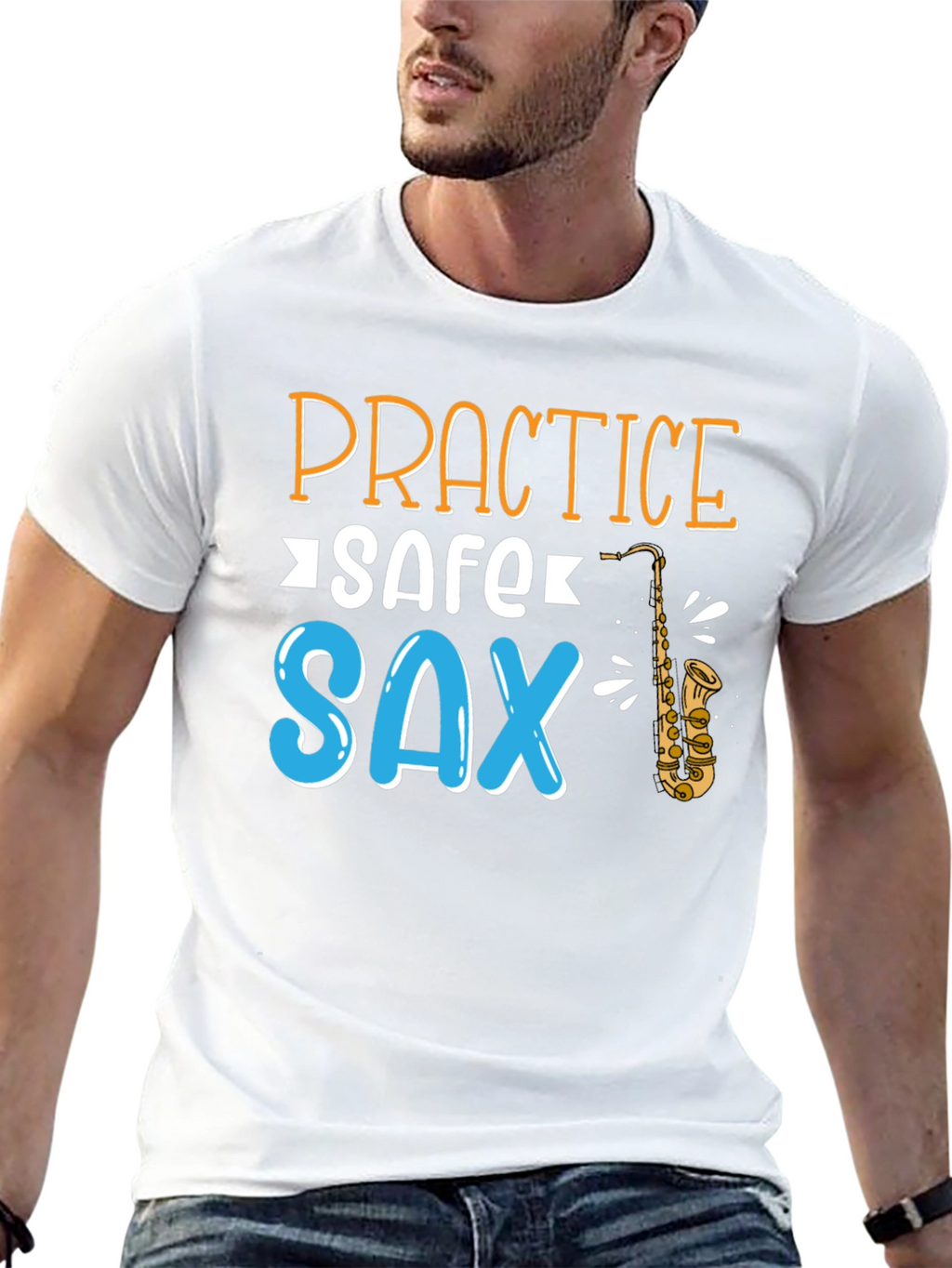 Practice Safe Sax T-Shirt - Black Cotton Tee