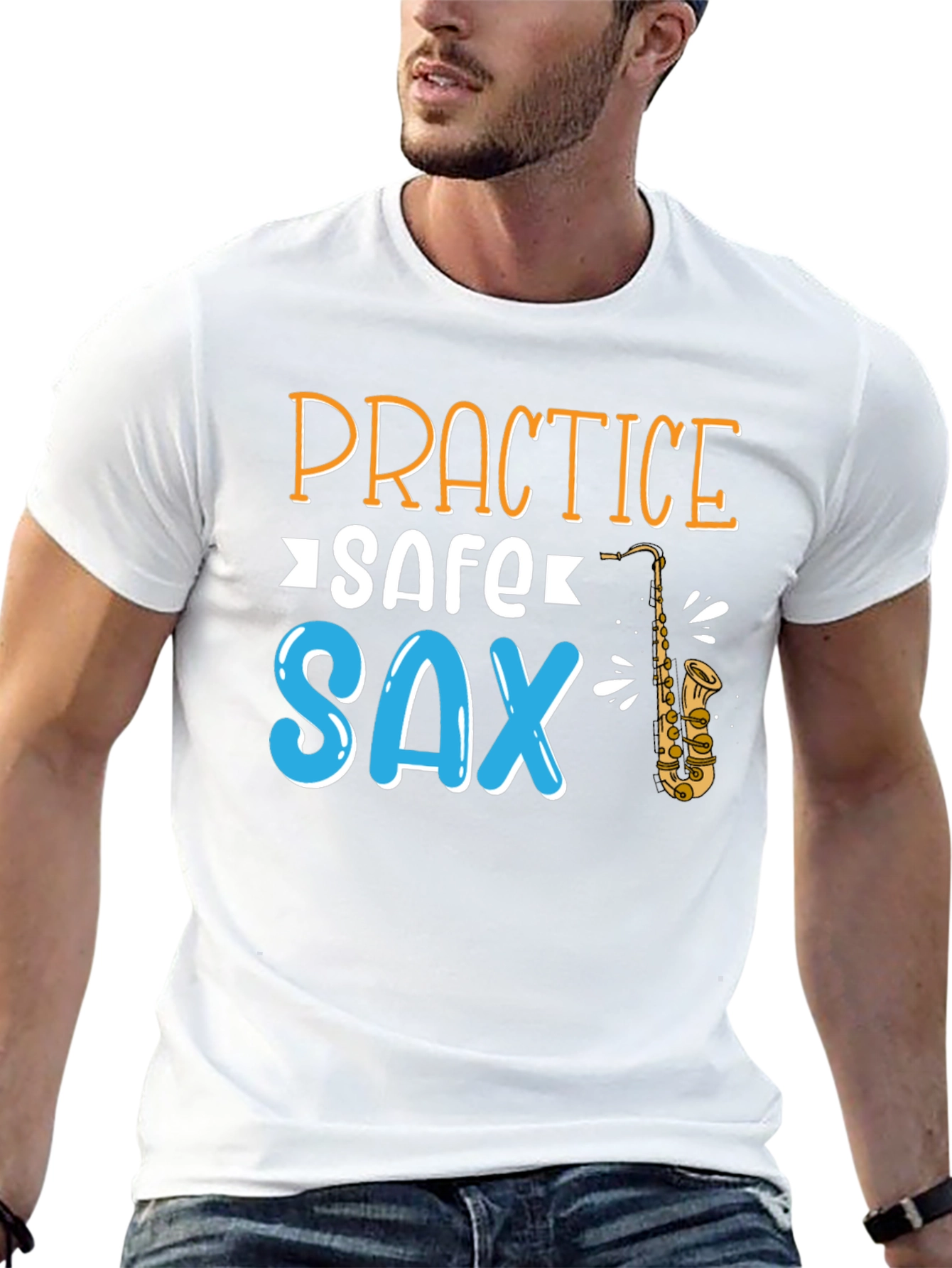 Practice Safe Sax T-Shirt - Black Cotton Tee