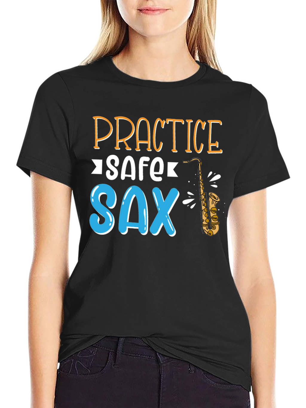 Practice Safe Sax T-Shirt - Black Cotton Tee