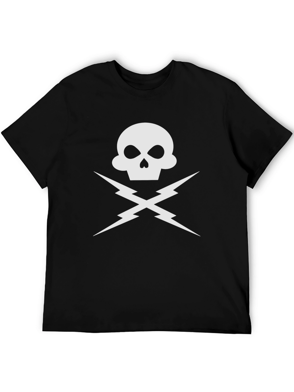 Skull & Lightning Bolt Graphic Tee - Black