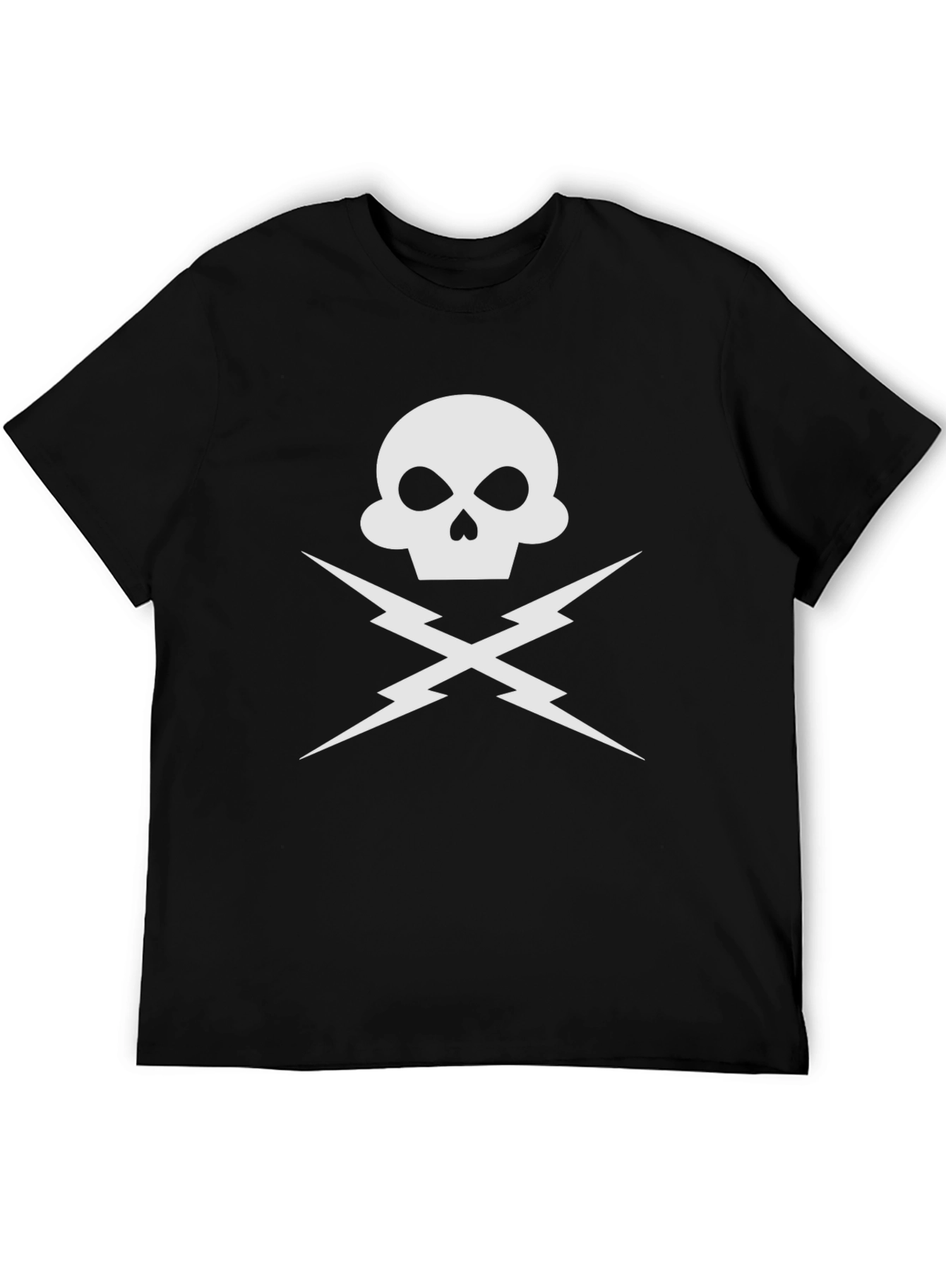 Skull & Lightning Bolt Graphic Tee - Black