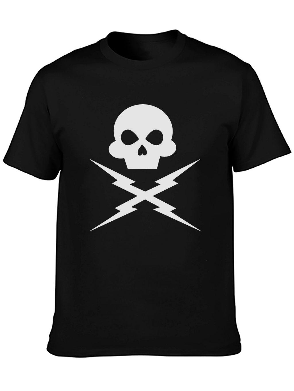 Skull & Lightning Bolt Graphic Tee - Black