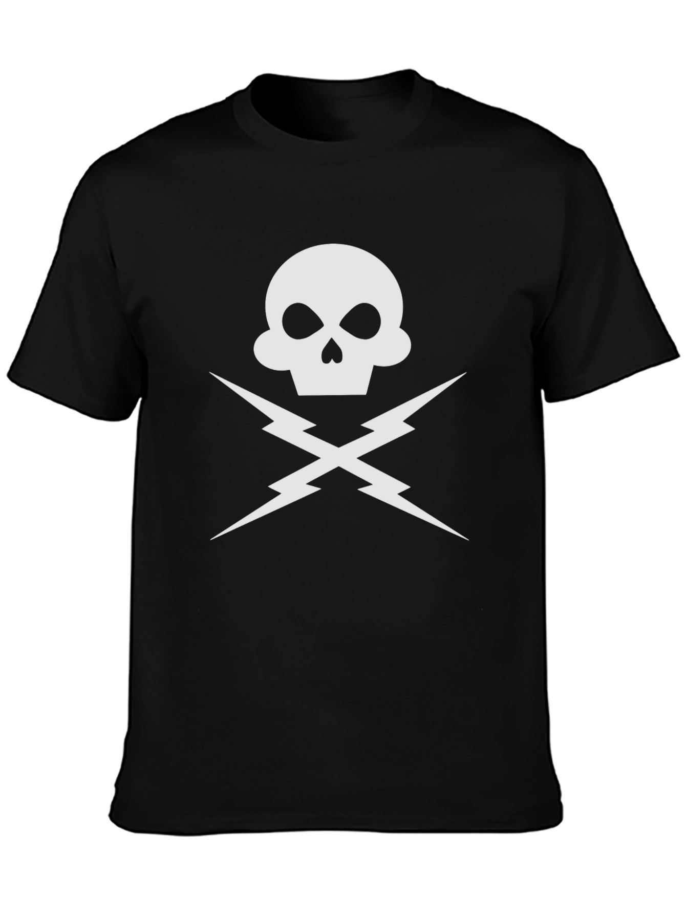 Skull & Lightning Bolt Graphic Tee - Black