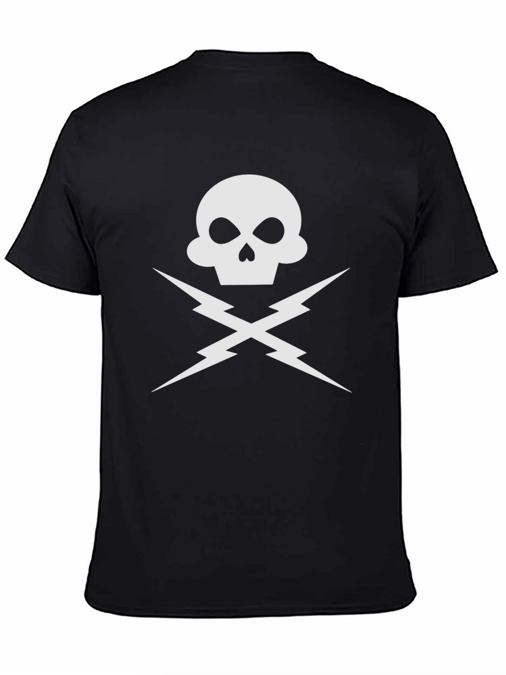 Skull & Lightning Bolt Graphic Tee - Black