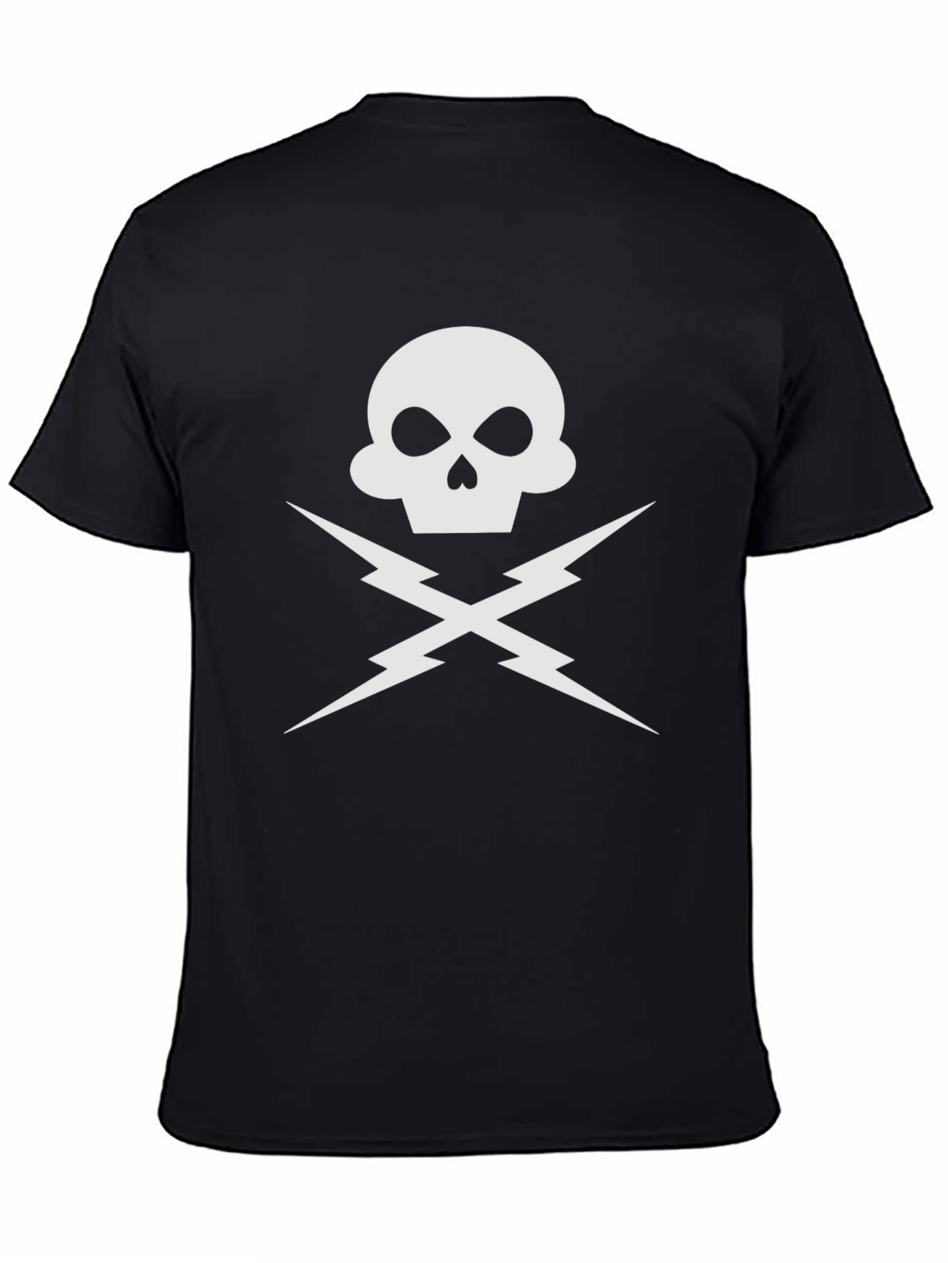 Skull & Lightning Bolt Graphic Tee - Black